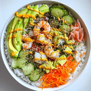 - 2 cups sushi rice, rinsed - 2 1/2 cups water - 1 avocado, sliced - 1 cucumber, julienned - 1 carrot, grated - 1/2 pound cooked shrimp or crab meat, chopped To make the Spicy Dragon Roll Sushi Bowl, you need fresh and quality ingredients. Sushi rice is key. It gives the bowl its signature sticky texture. Rinse the rice well to remove excess starch. This helps it cook evenly. Next, you’ll want some cooked shrimp or crab meat. Both options add a nice protein boost. You can use leftover seafood or cook it fresh. I recommend using shrimp for a classic taste. Fresh vegetables bring color and crunch to the dish. I love using avocado for its creamy texture. Cucumber adds a refreshing bite, while grated carrot gives sweetness. Feel free to mix in your favorite veggies, too! - 1 teaspoon rice vinegar - 1 tablespoon sugar - 1/2 teaspoon salt - 1/4 cup spicy mayo (mix mayonnaise with Sriracha to taste) - 1 teaspoon soy sauce - 1 tablespoon sesame seeds - 2 sheets nori, cut into strips - 1 green onion, chopped (for garnish) The seasoning is crucial for flavor. Mix rice vinegar, sugar, and salt to season the rice. This blend gives it a tangy taste that pairs well with the seafood. Spicy mayo is a must for that extra kick. Just mix mayonnaise with Sriracha to reach your desired spice level. This creamy sauce adds depth and excitement to the bowl. Don’t forget the garnishes! Soy sauce and sesame seeds add umami and texture. Nori strips give a nice crunch. Finally, sprinkle chopped green onion on top for fresh flavor. - Pickled ginger (for serving) - Wasabi (for serving) For an authentic sushi experience, serve pickled ginger and wasabi on the side. Pickled ginger cleanses your palate between bites. Wasabi adds heat, perfect for those who love spice. When plating, layer the ingredients neatly. This makes your bowl look appealing. Arrange the veggies and seafood artfully. A beautifully presented dish makes every bite more enjoyable. Cooking the rice Start by rinsing 2 cups of sushi rice in cold water. This removes extra starch. In a medium pot, combine the rinsed rice with 2 ½ cups of water. Bring this to a boil over high heat. Once it boils, reduce the heat to low and cover the pot. Cook for 20 minutes or until the rice is soft and water is gone. Seasoning the rice While the rice cooks, mix 1 teaspoon of rice vinegar, 1 tablespoon of sugar, and ½ teaspoon of salt in a small bowl. Stir until everything dissolves. Once the rice is ready, remove it from heat. Gently fold this mixture into the warm rice. Let the rice cool to room temperature. Layering the ingredients Grab a large bowl. Start by adding the seasoned rice at the bottom. This forms a nice base for your bowl. Adding toppings and sauces Next, arrange the sliced avocado, julienned cucumber, grated carrot, and chopped shrimp or crab meat on top of the rice. Drizzle the spicy mayo and soy sauce over everything. Finish by sprinkling sesame seeds and adding nori strips for crunch. Garnishing the bowl Top your bowl with chopped green onion. This adds flavor and a pop of color to your dish. Serving recommendations Serve your Spicy Dragon Roll Sushi Bowl with pickled ginger and wasabi on the side. This gives it an authentic sushi taste and adds a spicy kick. Enjoy your beautiful and tasty creation! To make great sushi rice, avoid these common mistakes: - Rinsing: Always rinse your sushi rice. This removes excess starch. Too much starch makes the rice gummy. - Water Ratio: Use the right water ratio. For 2 cups of rice, use 2.5 cups of water. This ensures the rice cooks well. For the right texture, follow these tips: - Cook Time: Cook on low heat for 20 minutes. Do not peek at the rice while it cooks. - Seasoning: Once cooked, mix in the rice vinegar, sugar, and salt. This adds flavor and helps with the stickiness. To create your perfect spicy mayo, adjust the spice levels to your liking: - Sriracha: Start with a small amount of Sriracha. You can always add more if you like it spicier. - Creaminess: Mix in more mayonnaise if the sauce is too spicy for your taste. You can also try alternative sauces: - Wasabi Mayo: Mix wasabi with mayo for a different kick. - Soy Sauce: Add a dash of soy sauce for a salty twist. Arranging your ingredients can make your sushi bowl pop: - Layering: Start with a base of rice. Then layer the avocado, cucumber, and shrimp on top. This creates a colorful display. - Garnishing: Sprinkle sesame seeds and green onion on top. This adds flavor and makes the dish look fancy. To enhance flavors, consider these garnishes: - Pickled Ginger: Serve on the side for a refreshing bite. - Wasabi: A little dab goes a long way. It can add a spicy punch. {{image_2}} You can switch shrimp for many proteins. Crab is a great choice. It adds a sweet taste and pairs well with the spicy mayo. Tofu is another option. It soaks up flavors well and is perfect for vegetarians. Other seafood, like scallops or salmon, can also work. Just ensure they are cooked properly for safety. Adding more veggies can enhance your bowl. Try thinly sliced carrots or radishes for crunch. Peas or bell peppers can add bright colors and flavors. You can use seasonal vegetables too. In the summer, fresh corn or zucchini can be a delicious choice. In the fall, roasted squash can bring warmth to your bowl. If you want to change the rice, brown rice is a healthy choice. It has a nutty flavor and is more filling. Quinoa is another great option. It cooks fast and adds protein to your meal. If you can’t find sushi rice, other short-grain rice can work, but sushi rice gives the best texture. To keep your spicy dragon roll sushi bowl fresh, store it in a sealed container. Here are some tips: - Refrigeration: Place leftovers in the fridge within two hours. They last up to two days. - Keep ingredients separate: Store the rice, veggies, and sauces apart. This helps maintain texture and flavor. When you want to enjoy your sushi bowl again, follow these steps: - Reheating sushi rice: Place rice in a bowl, add a splash of water, and cover. Microwave for 30 seconds. Stir and repeat if needed. - Reassembling the bowl: Layer the reheated rice at the bottom. Add fresh veggies and top with sauces. If you want to save some for later, consider freezing: - What can be frozen: Only freeze cooked shrimp or crab meat and rice. Avoid fresh veggies and sauces. - Thawing and reheating tips: Thaw overnight in the fridge. Reheat the rice as mentioned and enjoy your bowl fresh. A Spicy Dragon Roll Sushi Bowl is a fun twist on the classic sushi roll. It combines fresh ingredients in a bowl instead of rolling them up. This dish usually features sushi rice, seafood, and colorful veggies. It gets its name from the spicy mayo that adds a kick. This bowl is popular in sushi restaurants. It brings together flavors from Japan and makes it easy to enjoy at home. The total time to make this dish is about 45 minutes. Here’s the breakdown: - Prep time: 20 minutes - Cooking time: 20 minutes for the rice - Cooling time: 5 minutes to cool the rice This makes it a quick meal option for busy days. Yes, you can make parts of it ahead. Here are some tips: - Cook the rice: You can cook and season the rice a day before. Just store it in the fridge. - Prep veggies: Slice and grate the veggies and store them in airtight containers. - Sauces: Mix the spicy mayo and store it in a small jar. When you are ready to eat, just assemble everything. This way, you save time while still enjoying a fresh dish. You now have all the tools to make a Spicy Dragon Roll Sushi Bowl. We covered the main ingredients, steps for preparing sushi rice, and tips for perfecting flavors. Remember, presentation matters, too. You can customize this dish with different proteins and veggies. Store leftovers properly to enjoy your bowl later. So, get creative in the kitchen and impress everyone with a delicious meal that’s fun to make!