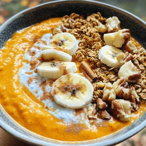 - 1 cup pumpkin puree - 1 ripe banana, frozen - 1/2 cup Greek yogurt - 1 cup almond milk - 1 scoop protein powder - 1 teaspoon pumpkin spice blend - 1 tablespoon honey or maple syrup (optional) In this recipe, pumpkin puree gives a smooth base. It brings a rich flavor and a lovely orange color. The frozen banana adds sweetness and creaminess, making each bite feel indulgent. Greek yogurt packs in protein and a nice tang. Almond milk, or any milk you prefer, helps blend it all together. The protein powder boosts nutrition and keeps you full. The pumpkin spice blend adds warmth and that classic fall taste. You can sweeten it with honey or maple syrup, but it's totally up to you. - Granola - Sliced bananas - Chopped nuts - Chia seeds - Cinnamon Toppings make your smoothie bowl fun and tasty. Granola adds crunch and texture. Sliced bananas offer a fresh touch. Chopped nuts add healthy fats and more crunch. Chia seeds bring nutrition and a bit of chewiness. A sprinkle of cinnamon on top makes it extra special. Feel free to mix and match these toppings based on what you like! To make your Pumpkin Spice Protein Smoothie Bowl, start by blending the ingredients. 1. In a blender, add: - 1 cup pumpkin puree - 1 ripe frozen banana - 1/2 cup Greek yogurt - 1 cup almond milk - 1 scoop vanilla protein powder - 1 teaspoon pumpkin spice - 1 tablespoon honey or maple syrup (optional) 2. Blend on high until smooth and creamy. Stop to scrape down the sides if needed. 3. If the mix is too thick, add more almond milk to reach your desired thickness. Now it's time to create a beautiful presentation. Pour the smoothie into a bowl. For toppings, get creative! Use any of the following: - Granola - Sliced bananas - Chopped nuts - Chia seeds - Cinnamon sprinkle When adding toppings, arrange them in a fun pattern. This makes your bowl look inviting. A colorful mix of textures will catch the eye. Serve your bowl right away and enjoy this delicious, healthy treat! Choosing the right protein powder When picking a protein powder, look for one with simple ingredients. I prefer vanilla or vanilla spice for this bowl. These flavors blend well with pumpkin. They also add a nice sweetness without extra sugar. Frozen banana benefits Using a frozen banana gives the smoothie bowl a thick texture. It adds natural sweetness, too. If you don't have a frozen banana, you can freeze one overnight. Just peel it and place it in a bag first. Optimal blending techniques Start by adding the liquids and soft ingredients to the blender. This helps the blades move smoothly. Next, add the pumpkin puree and frozen banana. Blend on high until your mixture is creamy. If it’s too thick, add a splash more almond milk. Scrape down the sides if needed to mix everything well. Nutritional highlights of pumpkin Pumpkin is rich in vitamins A and C. It helps keep your skin healthy. It also contains fiber, which aids digestion. This makes your smoothie bowl not only tasty but also good for you. Advantages of Greek yogurt and protein Greek yogurt is packed with protein and probiotics. It supports your gut health and muscle growth. Adding protein powder boosts your protein intake even more, making this bowl a great meal option. {{image_2}} If you want a dairy-free treat, there are easy swaps. First, use almond milk or oat milk instead of regular milk. Both options add a nice flavor. You can also try coconut milk for a creamier base. For protein, look for vegan protein powder. Pea protein and brown rice protein are great choices. They mix well and keep the smoothie tasty. To change the flavor, think about adding spices. You can use nutmeg or cinnamon for a warm touch. A pinch of ginger adds a nice kick too. Another fun idea is to stir in nut butter. Almond or peanut butter makes the bowl more filling. You can also blend in fruits like berries or apples for extra flavor. They add sweetness and color to your bowl. To keep your leftover smoothie fresh, store it in a jar. Use a glass or plastic container with a tight lid. This will help reduce air exposure. The leftover smoothie can last in the fridge for up to 24 hours. Shake it well before drinking. If you want to store it longer, freeze the smoothie. Pour it into ice cube trays or freezer-safe bags. This way, you can save portions for later. When ready to enjoy, blend the cubes with a little milk for a quick treat. Prepping your ingredients ahead of time makes smoothie making easy. Measure out your pumpkin puree, banana, and yogurt. Put them in separate containers in the fridge. This way, you save time on busy mornings. For meal prepping, consider making multiple smoothie bowls at once. Blend enough for two or three bowls. Store them in jars and keep them in the fridge. Add your toppings right before eating for the best taste and texture. Yes, you can use fresh pumpkin. Just cook and puree it. Use the same amount as canned. You can use any plain yogurt. Coconut yogurt works well for a dairy-free option. Skip the honey or maple syrup. Use a low-calorie sweetener like stevia instead. Yes, you can make it ahead. Store it in the fridge for up to two days. It stays fresh for about 24 hours in the fridge. The toppings may get soggy over time. This post covered how to make a tasty smoothie bowl using simple steps and fresh ingredients. You learned about the main ingredients, topping ideas, and helpful tips for the perfect blend. Enjoy the health benefits of pumpkin, Greek yogurt, and more. Personalize your bowl with different flavors and toppings. Remember to store leftovers properly for later. I hope you’re ready to create your own delicious smoothie bowl today. It's a fun way to eat healthy!