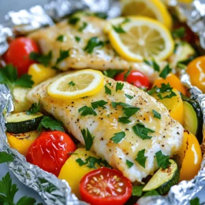 - 4 tilapia fillets - 4 tablespoons unsalted butter - 4 cloves garlic - 2 tablespoons fresh lemon juice - Zest of 1 lemon - 1 teaspoon dried Italian seasoning - Salt and pepper to taste - Fresh parsley (for garnish) - Lemon slices (for garnish) - 2 cups mixed vegetables (bell peppers, zucchini, cherry tomatoes) Gather these ingredients for a simple yet tasty dish. The tilapia brings a mild flavor that pairs well with the lemon and garlic. I love how the butter adds richness to each bite. The garlic infuses the fish with a nice kick. For the veggies, I often use bell peppers, zucchini, and cherry tomatoes. They add color and crunch. Feel free to swap in your favorites. Using fresh parsley and lemon slices for garnish makes the dish pop. It not only looks good but also adds extra zest. This dish is a great way to enjoy a healthy meal with minimal fuss. Each packet seals in flavor and moisture. Plus, clean-up is a breeze! - Preheat the oven to 400°F (200°C). - Cut aluminum foil into 12x12 inches pieces. - In a small bowl, mix melted butter, minced garlic, lemon juice, lemon zest, Italian seasoning, salt, and pepper. - This garlic butter sauce gives the fish a fresh and zesty flavor. - Place one tilapia fillet in the center of each foil piece. - Drizzle each fillet with the garlic butter mixture. - Make sure the fish is well coated to enhance the taste. - Add mixed vegetables around the fish. - Pour any remaining garlic butter over the vegetables. - Fold the foil over the fish and vegetables tightly. - Seal the edges to create tightly closed packets. - Place the foil packets on a baking sheet. - Bake in the oven for 15-20 minutes or until the fish is flaky and the vegetables are tender. - Be careful when opening the packets; hot steam will escape. - Garnish with fresh parsley and lemon slices before serving. - Ensure foil packets are sealed well to prevent leaks. - Adjust cooking time based on the thickness of tilapia fillets. Sealing the packets tightly is key for juicy fish and veggies. If you leave gaps, the juices can leak out. This can leave your meal dry and less flavorful. I always double-check the seals before baking. If your fillets are thicker, they need more time. Thinner fillets may cook quicker. To check for doneness, use a fork to see if the fish flakes easily. This tells you that it is ready to enjoy. - Serve directly on plates for a fun presentation. - Add extra lemon juice for brightness. Plating the packets straight from the oven is exciting. Guests will love watching you unveil the food. Plus, it keeps the meal warm and fresh. For an extra zing, a splash of lemon juice adds great flavor. It brightens up the dish and makes the flavors pop. - Experiment with different herbs like dill or cilantro. - Use different types of fish for variety. Herbs can change the whole dish. Dill gives a fresh taste, while cilantro adds a zest. Don't be afraid to mix and match! You can swap tilapia for salmon or shrimp. Each fish has its own flavor and texture, giving you new meals to enjoy. {{image_2}} You can swap the mixed vegetables for other types. Try asparagus or broccoli for a fresh taste. Seasonal vegetables work wonders too. Fresh produce adds vibrant colors and flavors. Consider using carrots or snap peas for crunch. Each vegetable offers unique textures and tastes. Want to kick up the flavor? Add red pepper flakes for some heat. This spice gives the dish a nice kick. You can also mix in white wine for a richer sauce. The wine enhances the garlic and lemon notes. It creates a more complex flavor that excites the palate. Feel free to experiment with proteins. Salmon or shrimp make great alternatives to tilapia. Both provide a different taste and texture. If you want a heartier meal, use chicken breast. Adjust the cooking time as needed. Each protein brings its own flair to this tasty foil packet dish. Store any leftovers in an airtight container. This keeps the fish fresh. Consume within 2-3 days for the best taste. Let the foil packets cool before freezing. Place them in freezer-safe containers. You can store them for up to 2 months. Reheat the packets in the oven or microwave. Make sure they are heated through before serving. This keeps the flavors intact and the dish tasty. Expect 15-20 minutes at 400°F (200°C). The time may vary slightly depending on your oven. Always check the fish for doneness. The tilapia should flake easily with a fork when it is ready. Yes, but ensure it is fully thawed before cooking. Cooking frozen fish can lead to uneven cooking. Thaw overnight in the fridge or use the microwave for quick thawing. This way, you'll get the best flavor and texture from your tilapia. This dish pairs well with rice, quinoa, or a green salad. The light flavors of the fish match perfectly with these sides. Adding a fresh salad brings a nice crunch and color to your meal. Enjoy your plate with a squeeze of lemon for extra zest! This blog post shared a simple, tasty way to cook tilapia in foil packets. We covered main ingredients like tilapia fillets, garlic, and butter. You learned about baking, serving tips, and ways to enhance flavors. Feel free to swap veggies or proteins to keep it fresh. Cooking is about creativity, so try new options. Enjoy your cooking adventure and make this dish your own!