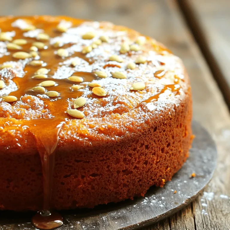 This cake has simple yet rich flavors. Here are the key ingredients: - 1 cup unsalted butter - 1 cup pumpkin puree (canned or fresh) - 1 cup brown sugar, packed - ½ cup granulated sugar - 3 large eggs - 1 teaspoon vanilla extract - 2 cups all-purpose flour - 1 teaspoon baking powder - 1 teaspoon baking soda - 1 teaspoon ground cinnamon - ½ teaspoon ground nutmeg - ½ teaspoon ground ginger - ¼ teaspoon allspice - ½ teaspoon salt - ½ cup pure maple syrup (for drizzling) These ingredients work together to create a moist and tasty cake. Pumpkin adds warmth, while brown butter gives a nutty flavor. To take your cake to the next level, try these optional ingredients: - Powdered sugar for dusting - Chopped nuts for a crunchy texture - Chocolate chips for a sweet twist These extras can add a new layer of taste and make your cake even more special. For those using the metric system, here are some handy conversions: - 1 cup of butter = 227 grams - 1 cup of pumpkin puree = 245 grams - 1 cup of brown sugar = 220 grams - ½ cup of granulated sugar = 100 grams - 2 cups of all-purpose flour = 250 grams - 1 teaspoon = 5 milliliters These conversions ensure everyone can enjoy this delightful cake, no matter where they are. Start by preheating your oven to 350°F (175°C). This heat helps the cake rise well. Next, grease and flour a 9x13 inch baking pan. You can also line it with parchment paper for easy removal. This step ensures the cake comes out smooth and clean. 1. Brown the Butter: In a medium saucepan, melt the unsalted butter over medium heat. Stir and swirl it often. Cook until the butter turns golden brown and smells nutty. This takes about 5 to 7 minutes. Remove it from heat and let it cool slightly. 2. Mix Wet Ingredients: In a large bowl, combine the browned butter, pumpkin puree, brown sugar, granulated sugar, eggs, and vanilla extract. Whisk them together until the mixture is smooth and well combined. 3. Combine Dry Ingredients: In another bowl, whisk together the all-purpose flour, baking powder, baking soda, ground cinnamon, ground nutmeg, ground ginger, allspice, and salt. Make sure everything mixes well. 4. Combine Wet and Dry Ingredients: Gradually add the dry mixture to the wet ingredients. Stir gently until just combined. Be careful not to overmix; this keeps the cake light and fluffy. 5. Pour into Pan: Pour the batter into your prepared baking pan. Use a spatula to smooth the top. Place the pan in the preheated oven. Bake for 30 to 35 minutes. To check if the cake is done, insert a toothpick into the center. If it comes out clean, the cake is ready. Remove it from the oven and let it cool in the pan for 10 minutes. Then, transfer it to a wire rack. Let it cool completely before drizzling with maple syrup and dusting with powdered sugar. Enjoy your delicious cake! To make brown butter, heat unsalted butter in a saucepan over medium heat. Stir the butter as it melts. Keep an eye on it. After a few minutes, it will start to foam. This is normal! Watch for the color to change to a golden brown. You will smell a nutty aroma when it's ready. Remove it from the heat right away. Let it cool slightly before using. This step adds a rich flavor to your cake. To keep your cake moist, do not overmix the batter. Mix just until the dry ingredients blend with the wet. Also, make sure your oven is preheated to the right temperature. Bake the cake until a toothpick comes out clean but do not let it bake too long. If you want extra moisture, consider adding a little more pumpkin puree or a splash of milk. Lastly, let the cake cool properly before slicing. This helps keep it soft. One common mistake is not measuring ingredients correctly. Use measuring cups and spoons for accuracy. Another mistake is opening the oven door too often. This lets heat escape and can cause the cake to sink. Make sure to sift your dry ingredients to avoid lumps. Lastly, check the baking time; every oven is different. Trust your toothpick test. These tips help you bake a perfect cake every time! {{image_2}} You can easily make this cake gluten-free. Just swap all-purpose flour with a gluten-free blend. Look for a mix that has xanthan gum in it. This helps to bind the ingredients. Use the same amount as in the recipe. You will still get a moist and tasty cake. If you want to change the sweetness, try coconut sugar or honey. Both bring a different taste. You might need to adjust the liquid if you use honey. You can also add spices like cardamom for more warmth. Vanilla bean paste gives an extra punch of flavor too. This cake is perfect for any season. For fall, add chopped apples or walnuts. In winter, try adding peppermint extract for a festive twist. For spring, use lemon zest instead of some spices. It brightens the flavor and makes it fresh. In summer, consider adding fresh berries on top. They add color and a burst of taste. After you enjoy your cake, store any leftovers in an airtight container. Make sure to let the cake cool completely first. This keeps it fresh and moist. You can keep it on the counter for up to three days. If you want it to last longer, place it in the fridge. Just remember, chilling may change the texture a bit. To freeze the cake, first, slice it into pieces. Wrap each piece in plastic wrap. Then, place the wrapped slices in a freezer bag. This helps prevent freezer burn. You can freeze the cake for up to three months. When you're ready to eat, take out a slice and let it thaw in the fridge overnight. To reheat your cake, use the microwave. Place a slice on a microwave-safe plate. Cover it with a damp paper towel. Heat it for about 10-15 seconds to start. Check if it’s warm enough. If not, heat for a few more seconds. This method keeps the cake moist and tasty. Enjoy your delicious cake! You can use pumpkin pie filling, but it will change the taste. Pumpkin pie filling has spices and sweeteners added. If you use it, cut back on other spices and sugar. This change will keep your cake from being too sweet. To check if your cake is done, use a toothpick. Insert it into the center of the cake. If it comes out clean, the cake is ready. If you see wet batter, bake for a few more minutes. Keep checking until it’s done. If you run out of brown sugar, you can use white sugar. Add a bit of molasses to the white sugar to mimic brown sugar. Use one tablespoon of molasses for each cup of sugar. This will keep the same flavor and moisture in your cake. This blog post showed you how to make a tasty brown butter maple pumpkin spice cake. We covered key ingredients, preparation steps, and baking tips. I shared tips to avoid mistakes and keep your cake moist. You now know how to store leftovers properly and even how to make tasty variations. Remember, baking is fun and can spark creativity. Use these steps to make your own special cake today. Enjoy your baking journey and share your delicious results!