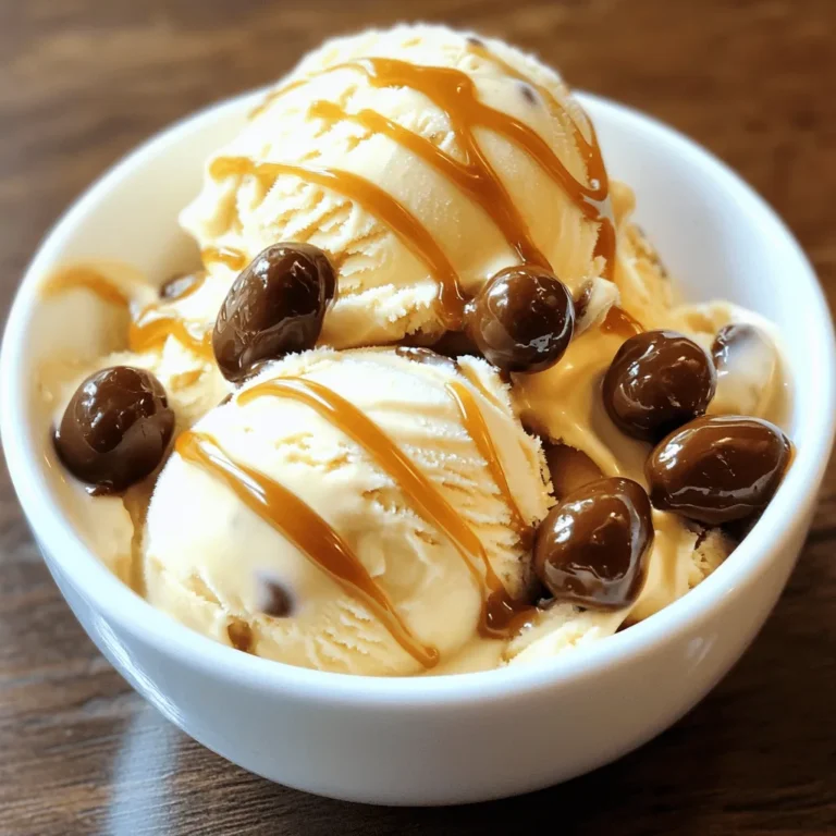 To make this delightful treat, you need a few key items. Here’s what you will need: - 2 cups heavy cream - 1 cup whole milk - 3/4 cup granulated sugar - 1 tablespoon vanilla extract - 1 tablespoon instant espresso powder - 1/2 teaspoon salt - 1/2 cup caramel sauce (store-bought or homemade) - 1/3 cup chocolate-covered espresso beans, coarsely chopped (optional) These ingredients blend together to create a creamy, coffee-flavored ice cream with a sweet caramel twist. If you want to boost the flavor even more, consider adding these fun extras: - A splash of almond extract for a nutty taste - A pinch of cinnamon for warmth - A few tablespoons of cocoa powder for a chocolate kick These additions can enhance your ice cream and make it unique. To make the ice cream, you will need some basic kitchen tools: - Medium saucepan - Whisk - Ice cream maker - Airtight container for storage Having the right tools makes the process smooth and fun. Enjoy creating this tasty dessert! Start by gathering your ingredients. You need heavy cream, whole milk, sugar, vanilla, espresso powder, and salt. 1. In a medium saucepan, mix the heavy cream, whole milk, and granulated sugar. 2. Heat this over medium heat. Stir often until the sugar dissolves. This takes about 3-4 minutes. 3. Remove the pan from heat. Add the vanilla extract, instant espresso powder, and salt. Whisk until smooth and well mixed. 4. Let the mixture cool to room temperature. Cover it and refrigerate for at least 2 hours. After chilling, it’s time to churn. 1. Pour the cold mixture into your ice cream maker. 2. Churn according to the manufacturer’s instructions. This usually takes 20-25 minutes. 3. The ice cream will reach a soft-serve texture when ready. Now for the fun part: adding caramel! 1. In the last few minutes of churning, drizzle in the caramel sauce. 2. This creates beautiful streaks in your ice cream. 3. If you want extra crunch, add chopped chocolate-covered espresso beans. 4. Transfer the ice cream to an airtight container. Freeze it for at least 4 hours to firm up. Enjoy your homemade caramel macchiato ice cream whenever you want a tasty treat! To get smooth and creamy ice cream, use heavy cream and whole milk. They give a rich base. Mixing them well helps the sugar dissolve faster. Heat the mix gently, but don’t boil it. Stir often to keep it from sticking. After cooking, let it cool before chilling. Chill the mix well for at least two hours. This step makes a big difference. When serving, use a scoop to create perfect balls. Place them in bowls or cones. Drizzle more caramel sauce on top for a sweet touch. You can also sprinkle chopped chocolate-covered espresso beans for crunch. Pair it with a cup of coffee if you like. This combo enhances the coffee flavor. If your ice cream is too hard, let it sit out for a few minutes. This makes it easier to scoop. If it’s too soft, the base might not have chilled enough. Always chill for at least two hours. If your ice cream is icy, it may have been frozen too fast. Churn it until it’s soft-serve before freezing. This step adds air and makes it creamy. {{image_2}} If you want a dairy-free version, use coconut cream or almond milk. These options give you a rich flavor without dairy. Look for unsweetened versions to control sugar. You can also use dairy-free caramel sauce for sweetness. Feel free to change up the flavors! Swap vanilla for almond extract for a nutty taste. You can even add a splash of hazelnut syrup for a twist. If you love chocolate, mix in cocoa powder for a mocha macchiato ice cream. Mix-ins can add fun textures to your ice cream. Try adding chopped nuts for a crunchy bite. You can also use chocolate chips or crushed cookies. For toppings, drizzle more caramel sauce or sprinkle cocoa powder. Fresh fruits like berries add a fresh touch too! To store your caramel macchiato ice cream, first, use an airtight container. This helps keep out air and prevents ice crystals. Make sure to press a piece of parchment paper on top of the ice cream before sealing the lid. This extra layer keeps it fresh longer. Freeze your ice cream at a steady temperature of 0°F (-18°C) or below. Avoid opening the freezer too often. This helps maintain the cold and keeps your ice cream creamy. When stored properly, caramel macchiato ice cream lasts about 2 to 3 weeks in the freezer. After this time, it may lose flavor and texture. If you notice ice crystals forming, it’s still safe to eat, but not as tasty. Always check for changes in smell or color before enjoying your treat. A good rule is to enjoy it within two weeks for the best flavor. If you have leftover ice cream that's a bit hard, let it sit out for 5-10 minutes. This softens it and makes it easier to scoop. If it has freezer burn or ice crystals, you can blend it into a milkshake or smoothie. Just add a splash of milk or coffee to create a delicious drink. You can also fold it into batters for cakes or brownies for a sweet twist. Yes, you can! To make caramel macchiato ice cream without an ice cream maker, follow these steps: - Mix heavy cream, whole milk, and sugar in a bowl. - Add vanilla, espresso powder, and salt, then mix well. - Pour the mixture into a shallow dish. - Freeze it for 30 minutes, then stir it with a fork. - Repeat this process every 30 minutes for about 3-4 hours. This method gives you a creamy ice cream texture, even without a machine. Many brands offer caramel macchiato ice cream. Some popular choices include: - Haagen-Dazs - Ben & Jerry's - Baskin-Robbins - Talenti Check your local grocery store for these brands. Each one has a unique twist on the classic flavor. You can easily swap espresso for coffee in your recipe. Here’s how: - Use 2 tablespoons of instant coffee instead of 1 tablespoon of instant espresso powder. - Mix it into the warm cream mixture as you would with espresso. This change keeps the rich coffee flavor while making it more accessible for everyone. Enjoy your ice cream! You now know how to make delicious Caramel Macchiato Ice Cream. We explored key ingredients, tools, and options for extra flavor. I shared step-by-step advice to help you prepare, chill, and churn your ice cream perfectly. Remember, you can customize the recipe with dairy-free options or fun mix-ins. Follow storage tips for the best experience. Whether you’re enjoying it solo or serving friends, this ice cream is sure to delight. Get ready to impress with your homemade treat!