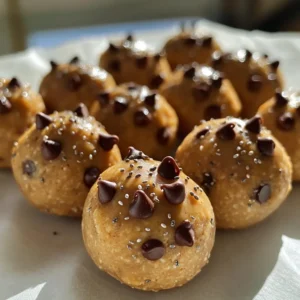 To make these no-bake cookie dough bites, you will need: - 1 cup almond flour - 1/4 cup coconut flour - 1/4 cup peanut butter (or almond butter) - 1/4 cup maple syrup (or honey) - 1/2 tsp vanilla extract - 1/2 tsp sea salt - 1/2 cup mini chocolate chips - 2 tbsp chia seeds (optional, for added nutrition) You can swap some ingredients to fit your taste or needs. Here are some ideas: - Use sunflower seed butter instead of peanut butter for a nut-free option. - Replace maple syrup with honey or agave syrup for sweetness. - If you do not have almond flour, try oat flour or all-purpose flour. - You can skip chia seeds if you want, but they add good nutrition. Each ingredient brings unique health benefits to the table: - Almond flour is low in carbs and high in healthy fats. It gives protein and fiber. - Coconut flour is also high in fiber and helps keep you full longer. - Peanut butter contains protein and healthy fats, great for energy. - Maple syrup has antioxidants and can be a better sweetener than refined sugar. - Chia seeds boost fiber, omega-3s, and protein, adding extra nutrition. - Mini chocolate chips add joy and a small amount of antioxidants to your bites. These ingredients make your cookie dough bites not only tasty but also good for you! Making no-bake cookie dough bites is easy and quick. You will need about 10 minutes for prep. Gather your ingredients first. This will help you work faster and smoother. 1. Start with a large mixing bowl. Add 1 cup almond flour and 1/4 cup coconut flour. Mix them well. 2. Next, add 1/4 cup peanut butter and 1/4 cup maple syrup. Pour in 1/2 tsp vanilla extract and 1/2 tsp sea salt. Stir until the mix forms a thick dough. 3. If you want extra crunch, fold in 1/2 cup mini chocolate chips and 2 tbsp chia seeds. This step is optional but adds great taste. 4. Use your hands to roll the dough into balls. Each ball should be about 1 inch in size. You will make around 12 to 15 bites. 5. Place the cookie dough bites on a baking sheet lined with parchment paper. Make sure they do not touch each other. 6. Put the sheet in the fridge for about 30 minutes. This will help the bites firm up. 7. After chilling, enjoy your tasty no-bake cookie dough bites as a snack or dessert! - Make sure to blend the dry ingredients well before adding wet ones. This helps mix flavors. - If the dough is too sticky, you can add a little more almond flour. This will make it easier to handle. - Use a small cookie scoop for even-sized bites. This helps them look nice and uniform. One of the biggest mistakes is not measuring the flours correctly. Use a scale for the best results. If you pack the flour too tightly, your bites may be dry. Another mistake is skipping the chilling step. This helps the bites firm up and improves their texture. Remember to mix the dough well. If you don't combine the ingredients thoroughly, the flavors won’t blend properly. Lastly, don’t rush when forming the bites. Take your time to shape them evenly for a better bite. To make the dough easier to handle, chill the mixture for about 10 minutes before shaping. This will make it less sticky. If your hands get sticky while forming balls, dampen them with water. This simple trick prevents the dough from sticking to your hands. You can also use a cookie scoop for even portioning. This helps in creating uniform bites that look great. You can enhance flavor by adding spices like cinnamon or nutmeg. These spices give a warm touch to the bites. For texture, consider mixing in chopped nuts or seeds. They add a nice crunch. You can also use flavored nut butters, like hazelnut, for a twist. Don’t forget the chocolate chips! They bring sweetness and richness. If you want a more decadent bite, try adding a drizzle of melted dark chocolate on top. {{image_2}} You can change the flavor of your no bake cookie dough bites easily! Swap peanut butter for almond butter for a nutty twist. If you want a sweeter taste, use cashew butter instead. Each nut butter brings its unique flavor. You can also add a pinch of cinnamon or cocoa powder for extra depth. The fun part of this recipe is adding your favorite mix-ins. You can fold in dried fruits like raisins or cranberries for sweetness. Chopped nuts like walnuts or pecans add crunch. Want some protein? Add seeds like sunflower or pumpkin seeds. Get creative! You can make a new flavor every time. If you're vegan, simply replace honey with maple syrup. This keeps it plant-based and delicious. For gluten-free options, stick with almond flour and coconut flour, which are both gluten-free. You can enjoy these bites without worry. They fit many diets, making them a great treat for everyone! To keep your no-bake cookie dough bites fresh, store them in an airtight container. This helps prevent them from drying out. You can place parchment paper between layers to avoid sticking. Keep the container in the fridge for easy access. If you want to save some bites for later, freezing is a great option. Just arrange the bites on a baking sheet first. Freeze them for about an hour until firm. Then, transfer them to a freezer-safe bag or container. They will stay fresh for up to three months. These cookie dough bites last about one week in the fridge. After that, they may lose some taste and texture. It’s best to enjoy them fresh for the best flavor. No, these cookie dough bites are meant to be no-bake. Baking them changes their texture and taste. The fun is in enjoying them raw! The mix of almond flour and peanut butter gives a great taste without needing heat. You can tell they are firm after chilling for about 30 minutes. The bites should feel solid to the touch. If they still feel soft, give them extra time in the fridge. This step helps them hold their shape when you eat them. You have many tasty options! You can use dried fruit, like raisins or cranberries. Chopped nuts, like walnuts or pecans, can add crunch. You can also use carob chips for a different flavor. Get creative with what you like! You learned about the key ingredients and the health benefits they bring. We covered how to prepare and cook your bites with clear steps. I shared tips to avoid mistakes and improve texture. You also discovered fun variations and storage tips for your bites. Remember, these cookie dough bites are easy to customize. Enjoy making them your own and sharing them with others. Happy cooking!