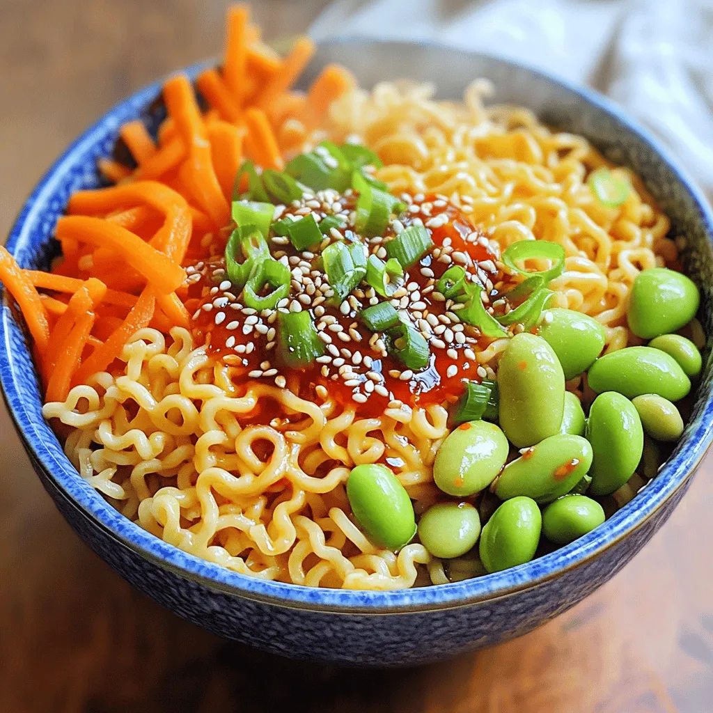 To make Minute Spicy Chili Crisp Noodles, gather these key ingredients: - 200g instant noodles - 2 tablespoons chili crisp (store-bought or homemade) - 2 teaspoons soy sauce - 1 teaspoon sesame oil - 1 tablespoon peanut butter - 1 garlic clove, minced - 1 green onion, thinly sliced - 1 small carrot, julienned - ½ cup edamame (fresh or frozen) - Salt and pepper to taste - Sesame seeds for garnish These ingredients create a bold and flavorful dish. The instant noodles cook fast, making this a quick meal. The chili crisp adds heat, while soy sauce and sesame oil give depth. You can add more flavors to your noodles. Try these optional ingredients: - Chopped cilantro for freshness - Sliced bell peppers for crunch - Sriracha for extra spice - Cooked chicken or tofu for protein These extras can elevate your dish. Feel free to mix and match based on your taste. Choose quality ingredients for the best taste. Here are some tips: - Instant Noodles: Go for brands with good reviews. They should have a nice texture and flavor. - Chili Crisp: Look for one with visible chili flakes and spices. This adds flavor and heat. - Soy Sauce: Use a good-quality soy sauce for a rich flavor. - Peanut Butter: Select natural peanut butter without added sugars or oils for a cleaner taste. By picking the right products, you can enhance your cooking experience. Quality ingredients make a big difference in the final dish. Start by boiling a pot of water. This is the first step for perfect noodles. Once the water boils, add 200g of instant noodles. Cook them for about 3 to 4 minutes. Follow the package instructions for the best results. After cooking, drain the noodles and set them aside in a mixing bowl. It's important to keep them warm for the next step. While the noodles cook, you can make the spicy sauce. Grab a small bowl and mix together the following ingredients: - 2 tablespoons chili crisp - 2 teaspoons soy sauce - 1 teaspoon sesame oil - 1 tablespoon peanut butter - 1 minced garlic clove Stir these until the mixture is smooth and well combined. This sauce packs flavor and heat, so taste it and adjust if needed. Add the warm noodles to the bowl with the sauce. Toss them well so that every noodle gets coated. Next, mix in the julienned carrot, edamame, and sliced green onion. These add texture and crunch. Season with salt and pepper to your liking. You can also adjust the spiciness by adding more chili crisp. Finally, serve the dish right away, and sprinkle sesame seeds on top for extra flavor and crunch. Enjoy your bold and flavorful Minute Spicy Chili Crisp Noodles! To ramp up the heat, try adding more chili crisp. You can start with an extra teaspoon. You can also add fresh chopped chili peppers. Slices of jalapeño or Thai bird’s eye chilies work well. If you want a smoky flavor, consider adding some smoked paprika. This will give the dish depth too. Another fun option is to sprinkle in chili flakes. They can give a nice little kick to every bite. Feel free to mix up the ingredients based on what you have. For instance, if you want a nut-free option, skip the peanut butter. Instead, try tahini or sunflower seed butter. If you don’t have edamame, you can use peas or bell peppers. You can also swap the soy sauce for tamari for a gluten-free option. If you need a lighter version, use zucchini noodles instead of instant noodles, but cook them briefly. One common mistake is overcooking the noodles. Follow the package instructions closely. It usually takes just 3-4 minutes. Another mistake is not draining the noodles well. Excess water can dilute the sauce. Make sure to mix the sauce and noodles while they’re warm. This helps the sauce stick better. Lastly, don’t skip the salt and pepper. They enhance the flavors, and make the dish pop! {{image_2}} You can easily make these noodles vegetarian or vegan. Just switch the soy sauce to a gluten-free version if needed. For the sauce, use a plant-based chili crisp. It offers the same heat and flavor. You can add more veggies like bell peppers or zucchini for extra nutrition. They mix well with the noodles and keep it colorful. Adding protein can make the dish more filling. For a vegan option, use firm tofu. Cube it and fry until golden brown. You can also add cooked chicken for a meatier twist. Simply toss it in with the noodles after mixing in the sauce. Shrimp works well too if you prefer seafood. Feel free to swap in your favorite veggies. Broccoli florets add crunch and nutrients. Snap peas bring a nice sweetness. You can also try mushrooms for an earthy flavor. Just remember to cut them small so they cook evenly. Mixing different vegetables keeps the dish fun and fresh. To keep your leftover Minute Spicy Chili Crisp Noodles fresh, first let them cool. Place them in an airtight container. Make sure the container is sealed tight. Store it in the fridge. These noodles can last for about 2-3 days. When you want to enjoy your leftovers, reheating them right is key. Start by placing the noodles in a bowl. Add a splash of water to keep them moist. Cover the bowl with a microwave-safe lid or wrap. Heat in the microwave for about 1-2 minutes. If you prefer the stove, add a bit of water to a pan. Heat on low until warm, stirring gently. This way, your noodles stay tasty and don’t dry out. If you want to save your noodles for later, freezing works well too. Place cooled noodles in a freezer-safe bag. Remove as much air as you can before sealing. They can last up to a month in the freezer. When ready to eat, take them out and let them thaw overnight in the fridge. Reheat as mentioned above. This keeps the flavors intact and your meal quick and easy. Yes, you can use other noodles! Rice noodles or udon work well. Just cook them according to their package directions. This adds a fun twist to the dish. Try different shapes too. They can change the texture and taste. Chili crisp is a crunchy, spicy oil. It has fried garlic, onion, and chili flakes. You can buy it or make your own. To make it, heat oil in a pan, add minced garlic, onion, and chili flakes. Fry until golden and fragrant. Let it cool, and store it in a jar. This gives your noodles a bold flavor. You can change the spice level easily. Use less chili crisp for a milder taste. Add more for a kick! You can also add some honey to balance the heat. If you like, serve it with a side of yogurt or sour cream. They help cool down the spice. You learned how to make Minute Spicy Chili Crisp Noodles with simple steps. We covered key ingredients and some fun variations. Remember to explore flavors and avoid common mistakes for the best taste. Storing and reheating your noodles correctly keeps the dish fresh. With these tips, you can enjoy a great meal every time. Get ready to impress your friends and family with your tasty dishes!