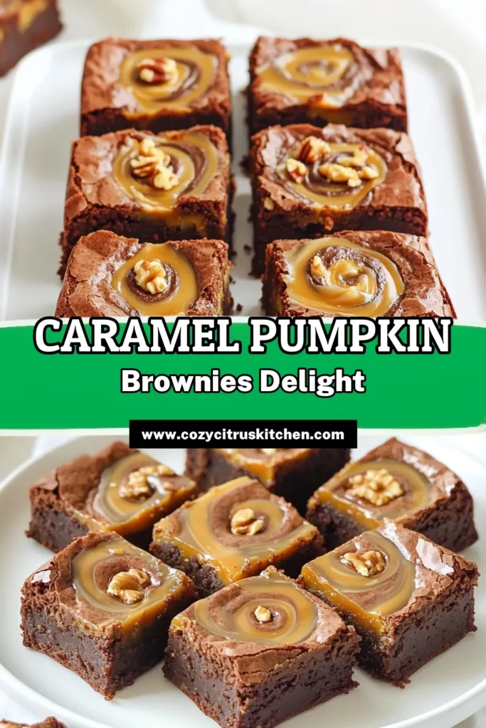 Indulge in the ultimate fall treat with these Caramel Swirl Pumpkin Brownies! Rich chocolate meets creamy pumpkin and decadent caramel for a flavor explosion perfect for cozy gatherings. Easy to make and deliciously satisfying, this recipe is a must-try this season. Click through to discover the step-by-step guide and impress your friends and family with this delightful dessert. #PumpkinBrownies #FallRecipes #DessertLovers #BakingInspiration