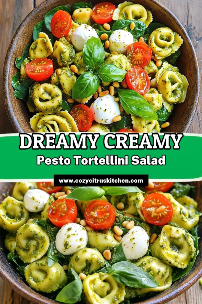 Indulge in a delightful Creamy Pesto Tortellini Salad that’s perfect for any gathering! This easy recipe combines cheese tortellini, fresh veggies, and a luscious pesto dressing to create a dish bursting with flavor. Ready in just 45 minutes, it's a crowd-pleaser that you'll want to make again and again. Click through to explore this delicious salad recipe and impress your friends and family! #PastaSalad #Tortellini #PestoRecipes #HealthyEating