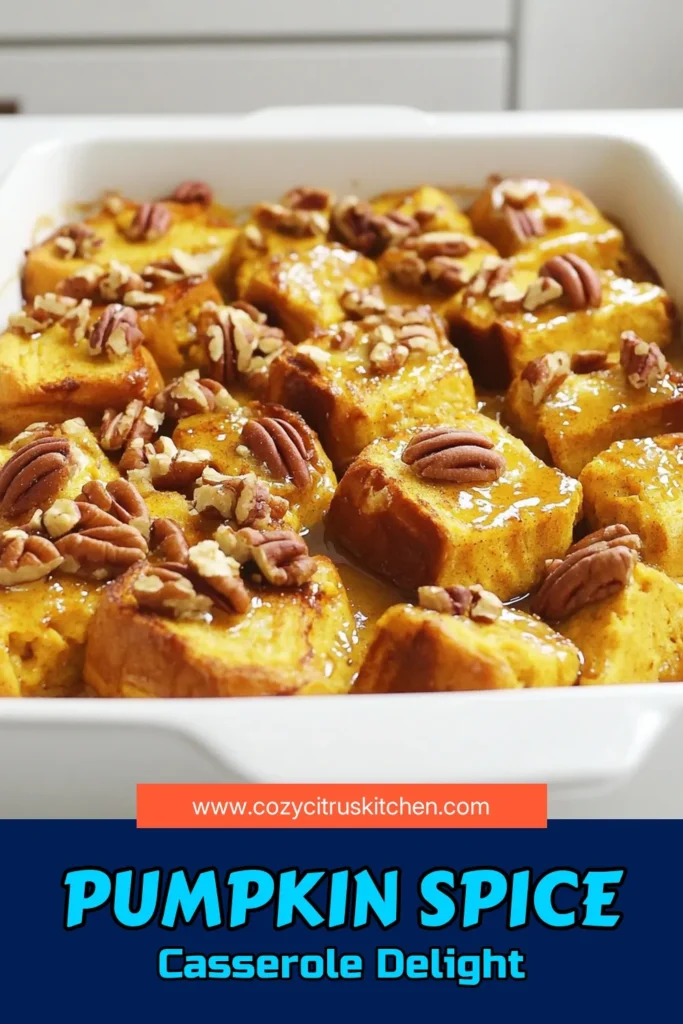 Indulge in the cozy flavors of fall with this delightful Pumpkin Spice French Toast Casserole! Perfect for breakfast or brunch, this easy recipe combines creamy pumpkin puree, warm spices, and sweet challah bread for a mouthwatering dish the whole family will love. Ready in just an hour, it's perfect for chilly mornings. Click through for the full recipe and impress your guests! #PumpkinSpice #FrenchToast #FallRecipes #BrunchIdeas