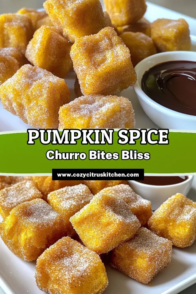 Indulge in the delightful flavors of fall with these Pumpkin Spice Churro Bites! This easy recipe combines crispy, golden churros with the warm spices of pumpkin, making it perfect for any autumn gathering. Whether enjoyed on their own or dipped in chocolate sauce, they are sure to impress! Discover how to make these scrumptious treats today and bring the cozy vibes of pumpkin spice to your kitchen. Click through for the full recipe! #PumpkinSpice #ChurroBites #FallRecipes #DessertRecipes