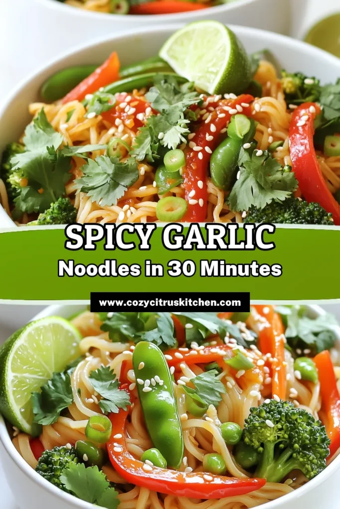 Savor the deliciousness of Chili Garlic Noodle Bowls with this quick and easy recipe! Featuring rice noodles tossed with sautéed garlic, ginger, and colorful veggies, this dish is flavored with a delightful sauce that balances spice and sweetness. Perfect for a weeknight meal, it can be ready in just 30 minutes. Click to explore the full recipe and elevate your dinner game! #ChiliGarlicNoodles #NoodleBowls #QuickDinner #RecipeIdeas