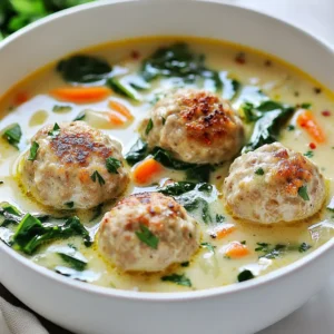 Creamy Garlic Chicken Meatball Soup Simple and Tasty