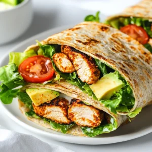 To make Cajun Chicken Caesar Wraps, you need: - 2 boneless, skinless chicken breasts - 2 tablespoons Cajun seasoning - 2 tablespoons olive oil - 4 large whole wheat tortillas - 1 cup romaine lettuce, chopped - 1/2 cup grated Parmesan cheese - 1/3 cup Caesar dressing - Salt and pepper to taste These main ingredients give your wraps great flavor and texture. The chicken brings protein, while the Cajun seasoning adds a spicy kick. Whole wheat tortillas offer a healthy base for your meal. You can add extra freshness with: - Sliced tomatoes - Sliced avocado Adding these ingredients boosts the flavor and makes the wraps more colorful. Tomatoes add a juicy bite, while avocados contribute creaminess. Feel free to mix and match based on your taste. If you have dietary needs, here are some swaps: - Use tofu or tempeh instead of chicken for a plant-based option. - Replace whole wheat tortillas with gluten-free wraps. - Choose dairy-free Caesar dressing to make it vegan. These substitutions help you enjoy Cajun Chicken Caesar Wraps while sticking to your diet. Just remember to adjust cooking times if you use different proteins. {{ingredient_image_1}} Start by preheating your grill or stovetop grill pan over medium-high heat. This step is key for a nice char. In a bowl, mix together the Cajun seasoning and olive oil. This mix will add flavor to your chicken. Coat the chicken breasts evenly with this marinade. Let them sit for about 15 minutes. This allows the flavors to soak in. Once the grill is hot, place the chicken on it. Cook for about 6-7 minutes on each side. Use a meat thermometer to check if it reaches 165°F. Once done, take the chicken off the grill and let it rest before slicing. This keeps the juices inside the meat. In a large bowl, combine the chopped romaine lettuce, sliced chicken, grated Parmesan cheese, and Caesar dressing. Toss everything gently until it's all coated. This mix is full of flavor! Now, grab your tortillas. Place a good amount of the chicken Caesar mix in the center of each tortilla. If you like, add slices of tomato and avocado for extra taste. Fold the sides of the tortilla inward. Then, roll it from one end to the other. Make sure the filling stays inside. Serve the wraps right away for the best taste. You can also wrap them in foil for lunch later. To make it look nice, slice each wrap in half diagonally. Arrange them on a platter, adding some extra lettuce and a sprinkle of Parmesan. This adds a pop of color and makes it appealing. Enjoy your tasty creation! To make your Cajun Chicken Caesar Wraps stand out, the marinade is key. Mix Cajun seasoning with olive oil. This blend helps the chicken soak up flavor. Let it marinate for at least 15 minutes. You can also marinate for a few hours. This adds depth to the taste. Feel free to experiment with the seasoning. Add garlic powder or paprika for a twist. Grilling chicken can be easy with the right steps. Preheat your grill to medium-high. This ensures even cooking and nice grill marks. Cook each chicken breast for 6-7 minutes on each side. Use a meat thermometer to check the internal temperature. It should reach 165°F (75°C). Let the chicken rest for a few minutes before slicing. This keeps it juicy and tender. Serving your wraps well makes them more appealing. Slice each wrap in half diagonally. Place them on a nice platter. Add extra lettuce and a sprinkle of Parmesan on top for a pop. You can also use colorful tomatoes and avocado for a fresh look. This makes your meal not just tasty but also beautiful. Pro Tips Marinate for Maximum Flavor: Allow the chicken to marinate for at least 15 minutes, or even up to 2 hours if time permits, to enhance the Cajun flavors. Grill to Perfection: Ensure your grill is adequately preheated to achieve those beautiful grill marks and to cook the chicken evenly. Freshness is Key: Add freshly sliced tomatoes and avocado just before serving to keep them crisp and vibrant. Wrap It Right: When rolling the wrap, ensure you fold in the sides first to keep all the delicious filling tucked securely inside. {{image_2}} You can easily make this wrap vegetarian. Instead of chicken, try grilled or roasted vegetables. Bell peppers, zucchini, and mushrooms work great. You can also use chickpeas for protein. Simply season them with Cajun spices before grilling. This gives a nice flavor and texture. If you love heat, add more spice! You can stir in some hot sauce into the Caesar dressing. Another option is to sprinkle crushed red pepper flakes on top. For a smoky flavor, try chipotle seasoning on the chicken. These small changes pack a big punch. For a gluten-free wrap, swap out the whole wheat tortillas. Look for gluten-free tortillas made from rice or corn. You can also serve the filling in a bowl if you prefer. This way, you enjoy all the flavors without the gluten! To store leftover wraps, first let them cool down. Place them in an airtight container. You can keep them in the fridge for up to three days. If you want to keep them longer, wrap them tightly in foil or plastic wrap. This way, they stay fresh and tasty. If you want to freeze your wraps, make sure they are fully cooled. Wrap each one in plastic wrap or foil. Then, place them in a freezer-safe bag. You can freeze them for up to three months. This is a great way to have a quick meal ready for later. To reheat your wraps, the oven works best. Preheat your oven to 350°F (175°C). Remove the wrap from the fridge or freezer and unwrap it. Place it on a baking sheet. Heat for about 10-15 minutes until warm. You can also use a microwave, but the oven keeps the wrap crispy. Enjoy your tasty meal! Cajun seasoning is a spice blend from Louisiana. It brings heat and depth to dishes. You can make your own mix at home. Combine paprika, cayenne, garlic powder, onion powder, oregano, thyme, and black pepper. Adjust the spices based on your taste. This way, you control the heat and flavor. Yes! You can use various lettuce types. Romaine is crisp and holds up well. Iceberg offers a nice crunch. You can also try spinach or mixed greens for a twist. Each type adds its own flavor and texture. Just choose what you like best! Several sides work great with these wraps. Consider sweet potato fries for a tasty crunch. A fresh salad adds color and nutrition. You might like coleslaw for a creamy contrast. Corn on the cob is another fun choice. Each side complements the wraps nicely! This blog post covered everything about Cajun Chicken Caesar Wraps. We discussed key ingredients and many tasty options. I shared tips for grilling chicken and adding flavor. You now have ideas for substitutions and storage. Remember, wraps can be fun and versatile. Feel free to experiment with different flavors and ingredients. Enjoy your cooking and make this dish your own!