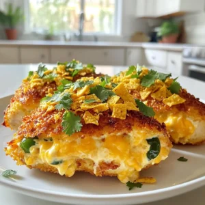 For this tasty dish, you will need: - 4 boneless, skinless chicken breasts - 1 cup cream cheese, softened - 1 cup shredded cheddar cheese - 1/2 cup diced jalapeños (fresh or pickled) - 1/2 cup crushed tortilla chips (plus extra for topping) - 1 tablespoon garlic powder - 1 teaspoon onion powder - Salt and pepper to taste - 1 tablespoon olive oil - Fresh cilantro, chopped (for garnish) You can change this recipe to suit your taste. Try adding: - Bacon bits for a smoky flavor - Different cheese, like pepper jack, for extra heat - Green onions for a fresh crunch - Lime juice for a zesty kick When picking ingredients, I have some favorites: - For cream cheese, Philadelphia is a popular choice. - Use Tillamook or Kraft for sharp cheddar cheese. - If you can't find fresh jalapeños, jarred ones can work well too. - For tortilla chips, look for brands like Tostitos or Mission for good crunch. These ingredients will help you create a delicious Jalapeño Popper Stuffed Chicken that everyone will love! 1. Start by preheating your oven to 375°F (190°C). This step warms up your oven for even cooking. 2. In a mixing bowl, combine the cream cheese, shredded cheddar cheese, and diced jalapeños. 3. Add in the crushed tortilla chips, garlic powder, onion powder, salt, and pepper. Mix until smooth. 4. With a sharp knife, slice each chicken breast to create a pocket. Make sure not to cut all the way through. 5. Generously stuff each chicken breast with the creamy jalapeño mixture. Spread it evenly for the best flavor. 6. Use toothpicks to seal any openings if needed. This keeps the filling inside while cooking. 1. Heat olive oil in a large oven-safe skillet over medium-high heat. This helps to brown the chicken nicely. 2. Sear each stuffed chicken breast for about 4-5 minutes on each side. Look for a golden brown color. 3. Once browned, transfer the skillet to the preheated oven. Bake for 20-25 minutes. 4. Check that the chicken reaches an internal temperature of 165°F (75°C) for safety. 5. For a crunchy topping, sprinkle more crushed tortilla chips on in the last 5 minutes of baking. 6. After baking, let the chicken rest for 5 minutes. This helps keep it juicy when you slice it. 1. Serve your stuffed chicken on a rustic wooden board or a white platter for a nice look. 2. Drizzle extra cream cheese or salsa on top for added flavor. 3. Place lime wedges around for a fresh touch. These flavors work well together. 4. Garnish with chopped cilantro for a burst of color and freshness. Enjoy your tasty dinner delight! To stuff chicken well, make sure to create a good pocket. Use a sharp knife and slice each chicken breast carefully. Avoid cutting all the way through. This keeps the filling inside. Fill each pocket generously but avoid overstuffing. Too much filling can leak out during cooking. Secure the openings with toothpicks if needed. It helps keep everything in place. To cook chicken perfectly, sear it first. Heat olive oil in your skillet over medium-high heat. Sear each stuffed breast for about 4-5 minutes per side. Look for a golden brown color. After searing, bake the chicken in the oven at 375°F (190°C). Bake for 20-25 minutes. Check the internal temperature; it should reach 165°F (75°C). Let the chicken rest for about 5 minutes before slicing. This step keeps it juicy. For a stunning presentation, use a rustic wooden board or a white platter. Drizzle some extra cream cheese or salsa on top for flair. Place lime wedges around the chicken for a fresh touch. Garnish with chopped fresh cilantro. This adds color and flavor. Don't forget to sprinkle extra crushed tortilla chips on top for a crunchy finish. {{image_2}} You can easily adjust the heat level in Jalapeño Popper Stuffed Chicken. For a spicy version, use fresh jalapeños and add some crushed red pepper flakes. If you prefer it milder, you can use pickled jalapeños instead. Removing the seeds will also make it less hot. You can even swap jalapeños for sweet bell peppers if you want a sweet twist. This way, everyone can enjoy their meal! Get creative with the filling! Try adding cooked bacon bits for extra crunch and flavor. You can also mix in some spinach or chopped herbs for freshness. For toppings, consider using different types of cheese. Mozzarella or pepper jack cheese can add a nice twist. You can even experiment with different chips, like nacho chips or pita chips, for the topping. This makes the dish fun and unique every time you make it. If you need a gluten-free option, use gluten-free tortilla chips. This will keep the crunch without the gluten. For a low-carb version, you can skip the chips altogether and use crushed nuts instead. Almonds or pecans work well. You can also serve the stuffed chicken over a bed of leafy greens instead of rice or bread. This keeps your meal light yet satisfying. To keep your leftovers fresh, place them in an airtight container. Make sure the chicken is cool before sealing. Store the container in the fridge. It stays good for about 3 to 4 days. When you’re ready to eat, check for any signs of spoilage. For the best taste, reheat your chicken in the oven. Preheat it to 350°F (175°C). Place the chicken in a baking dish. Cover it with foil to prevent drying. Heat for about 15 to 20 minutes. You can also use a microwave, but the oven gives better flavor and texture. If you want to save some for later, freeze the stuffed chicken. Wrap each piece tightly in plastic wrap. Then, place them in a freezer bag or airtight container. They can last up to 3 months in the freezer. When you're ready to enjoy them, thaw in the fridge overnight before reheating. Yes, you can prepare Jalapeño Popper Stuffed Chicken in advance. Stuff the chicken breasts and store them in the fridge for up to a day. This makes dinner easy on busy nights. Just remember to let them sit at room temperature for about 15 minutes before cooking. This helps them cook evenly. Many sides work well with this dish. Here are some tasty options: - Mexican rice: It adds a nice texture and flavor. - Black beans: Packed with protein, they balance the meal. - Grilled corn: Sweet and crunchy, it complements the spicy chicken. - Fresh salad: A simple green salad adds freshness. - Roasted vegetables: They provide a great mix of colors and tastes. These sides enhance the meal and make it more satisfying. To make Jalapeño Popper Stuffed Chicken in an air fryer, follow these steps: 1. Preheat your air fryer to 375°F (190°C). 2. Prepare the chicken as usual, stuffing it with the jalapeño mixture. 3. Lightly coat the chicken with olive oil to help it crisp. 4. Place the stuffed chicken in the air fryer basket. 5. Cook for about 15-20 minutes or until the chicken reaches 165°F (75°C). 6. Check for doneness and adjust the time if needed. Using an air fryer gives you a crispy outside and juicy inside. It's a quick and fun way to enjoy this dish! You learned about making Jalapeño Popper Stuffed Chicken. We covered the ingredients you'll need and some optional ones for your taste. I also shared detailed steps for preparation and cooking. Plus, tips for perfect results and creative variations. Finally, we discussed how to store and reheat leftovers. Enjoy this tasty dish any day, and feel free to explore different flavors. You'll impress your friends and family with your new cooking skills! Happy cooking!