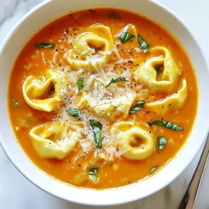 - 1 tablespoon olive oil - 1 small onion, diced - 2 cloves garlic, minced - 1 can (14 oz) crushed tomatoes - 4 cups vegetable broth - 1 teaspoon dried oregano - 1/4 teaspoon red pepper flakes (optional for heat) - 1 package (9 oz) cheese tortellini - 1 cup heavy cream - 1/2 cup fresh basil leaves, chopped - Salt and pepper to taste - Grated Parmesan cheese for serving Each ingredient plays an important role. Olive oil adds flavor and helps the onions cook. The onion gives sweetness and depth to the soup. Garlic adds a lovely aroma and taste. Crushed tomatoes form the base and add acidity. Vegetable broth adds richness without meat. Dried oregano brings a hint of earthiness. Red pepper flakes can add warmth if you like heat. Cheese tortellini makes the soup hearty and filling. Heavy cream makes the soup rich and creamy. Fresh basil adds a burst of freshness. Lastly, salt and pepper enhance all the flavors. You can easily swap some ingredients if needed. Use chicken broth instead of vegetable broth for a meatier taste. For a dairy-free option, try coconut milk in place of heavy cream. If you don’t have tortellini, other pasta shapes work too. Fresh herbs can replace dried ones; just use more. If you're out of basil, try parsley for a different flavor. {{ingredient_image_1}} Gather all your ingredients before you start. This makes cooking easier. Chop the onion and garlic ahead of time. Measure out the broth and cream. Having everything ready helps the soup cook faster. 1. Heat the olive oil in a large pot over medium heat. 2. Add the diced onion and sauté for about 5 minutes. Cook until the onion is soft and clear. 3. Stir in the minced garlic and cook for 1-2 minutes. This will fill your kitchen with a lovely smell. 4. Pour in the crushed tomatoes and vegetable broth. Add dried oregano and red pepper flakes if you want some heat. 5. Bring the mixture to a simmer. You will see some bubbles forming. 6. Add the cheese tortellini to the pot. Cook according to the package, usually 3-5 minutes. The tortellini will float to the top when done. 7. Reduce the heat and stir in the heavy cream and chopped basil. Let it warm for about 2-3 minutes. 8. Taste and add salt and pepper as needed. Serve your soup hot. Top it with grated Parmesan cheese and more basil, if you like. Enjoy each spoonful of creamy goodness! To make this creamy tomato basil tortellini soup even better, try these tips. First, add a splash of balsamic vinegar. This gives a nice tangy flavor. You can also mix in some fresh herbs. Thyme or parsley brightens the taste. If you like spice, add more red pepper flakes. Avoid cooking the tortellini too long. They can become mushy if you do. Also, don’t skip the salt and pepper. They help balance the flavors in the soup. Lastly, be careful with the heat when you add the cream. Too high a heat can make it curdle. Serve this soup with crusty bread. It’s perfect for dipping! You can also top it with extra basil or a drizzle of olive oil. A sprinkle of grated Parmesan cheese adds a nice touch too. Enjoy this soup hot for the best flavor! Pro Tips Use Fresh Basil: For the best flavor, use fresh basil instead of dried. Add it at the end of cooking to preserve its vibrant taste and aroma. Adjust the Creaminess: If you want a lighter soup, reduce the amount of heavy cream or substitute it with half-and-half or milk. Enhance the Flavor: Consider adding a splash of balsamic vinegar or a pinch of sugar to balance the acidity of the tomatoes. Storing Leftovers: Store any leftover soup in an airtight container in the fridge for up to 3 days. Reheat gently to avoid overcooking the tortellini. {{image_2}} You can make this soup vegetarian with simple swaps. Use vegetable broth instead of chicken broth. Cheese tortellini is already vegetarian, which is great. If you want to add more veggies, try carrots or spinach. They add color and nutrients. Just chop them small and add them when you cook the onion. For a gluten-free version, choose gluten-free tortellini. Many stores sell these now. You can also use rice or quinoa instead of tortellini. This keeps it hearty while catering to gluten-free diets. Check labels to ensure all ingredients fit your needs. You can mix in other spices for added flavor. Try adding fresh thyme or rosemary for extra depth. A squeeze of lemon juice brightens the taste too. If you like a kick, add more red pepper flakes. For a creamy twist, sprinkle in some goat cheese before serving. These little changes make the soup your own. To store your creamy tomato basil tortellini soup, let it cool first. Pour it into a clean, airtight container. Make sure to seal it well. Place it in the fridge. It can last about 3 to 4 days. Ensure you label the container with the date. When you want to eat the soup again, take it out of the fridge. Pour the soup into a pot. Heat it over medium heat. Stir the soup often to help it warm evenly. If it seems too thick, add a splash of broth. You can also microwave the soup. Use a microwave-safe bowl and cover it loosely. Heat in short bursts, checking and stirring often. If you want to keep the soup longer, freezing is a good choice. Pour the cooled soup into freezer-safe bags or containers. Leave some space at the top for expansion. Label the bags with the date. It can stay frozen for up to 3 months. To thaw, place the soup in the fridge overnight. Reheat it on the stove or in the microwave. Enjoy your delicious soup later! Yes, you can use fresh tomatoes. About 2-3 medium tomatoes will work well. Peel and dice them before adding. Fresh tomatoes add a nice texture and flavor. Just remember to cook them longer to soften. You can use half-and-half or whole milk for a lighter version. For a dairy-free option, try coconut milk. Both options will still make the soup creamy. Adjust the seasoning to balance flavors as needed. The soup can last about 3-4 days in the fridge. Store it in an airtight container. Make sure to cool it down before placing it in the fridge. Reheat it on the stove or in the microwave before serving. This post covered all you need to make a great tortellini soup. We discussed key ingredients and showed how to make simple swaps. The step-by-step guide helps you cook with ease and confidence. Plus, you learned helpful tips and tricks along the way. We also explored tasty variations and how to store leftovers well. Remember, cooking is about having fun and trying new things. Enjoy your tortellini soup and make it your own!