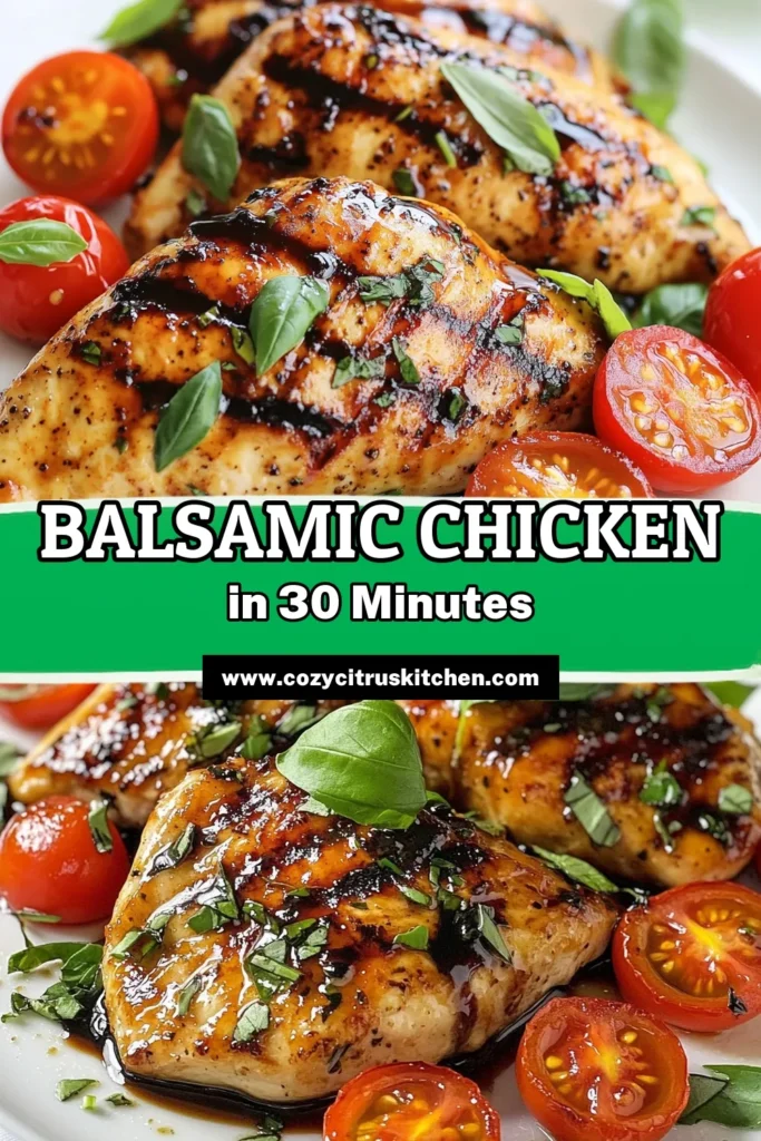 Savor the flavor of this balsamic glazed chicken recipe, a quick and healthy chicken dinner idea that’s perfect for busy weeknights! This easy chicken recipe combines savory balsamic vinegar and sweet honey for a delicious skillet chicken dish. Ready in just 30 minutes, it's great for meal prep too! Try it today and elevate your dinner game! Save this honey balsamic chicken recipe for later. #BalsamicChicken #EasyChickenRecipes #HealthyDinner #SkilletRecipes