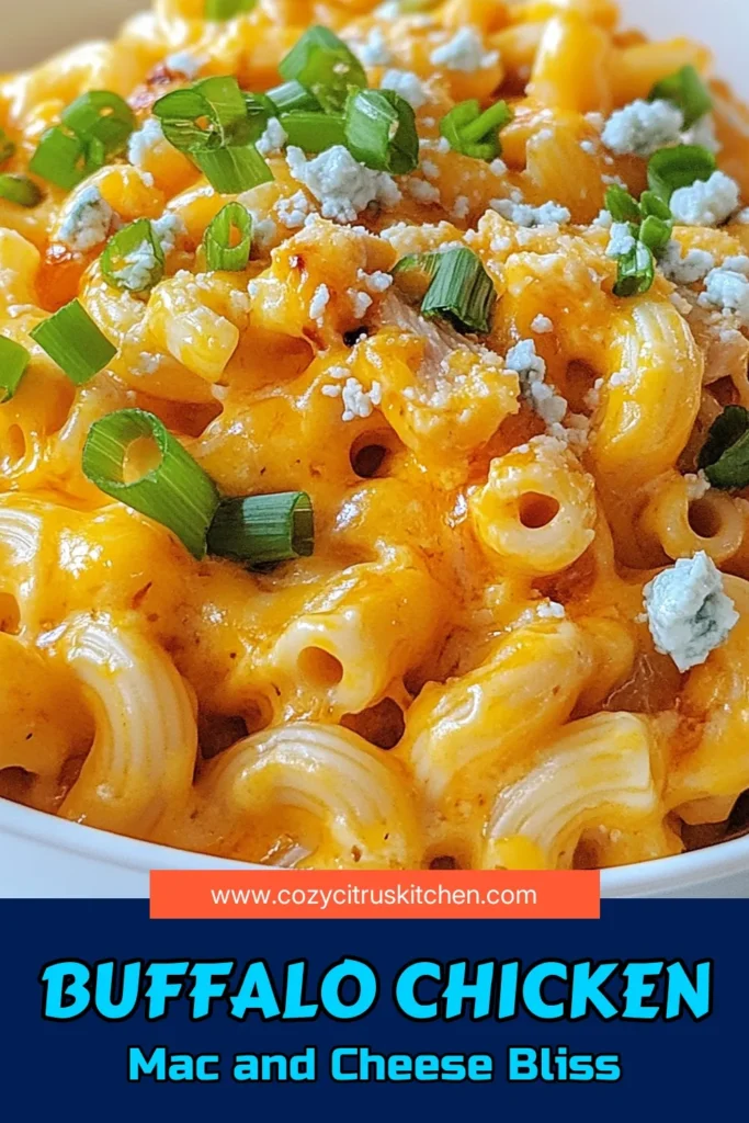 Get ready to spice up dinner with this creamy and delicious Buffalo Chicken Mac and Cheese! This cheesy buffalo pasta recipe combines tender chicken with a zesty buffalo wing sauce, creating a quick buffalo chicken recipe that family and friends will love. Perfect for weeknight meals, this spicy chicken mac and cheese is easy to make in just 30 minutes. Don’t miss out on this mouthwatering twist on a classic dish! Save it now! #BuffaloChickenMacAndCheese #CheesyBuffaloPasta #SpicyChickenMacAndCheese #QuickBuffaloRecipe