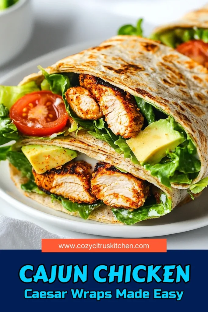 Make mealtime exciting with these Cajun Chicken Caesar Wraps! Packed with flavor, these healthy chicken recipes combine juicy grilled chicken tortillas with zesty Cajun seasoning chicken, fresh romaine, and creamy Caesar dressing. Perfect for lunch or dinner, these Cajun chicken wraps are a delicious twist on classic Caesar salad wraps. Try this easy recipe today and elevate your wrap game! #CajunChickenWraps #HealthyRecipes #GrilledChickenTortillas #CaesarSaladWraps