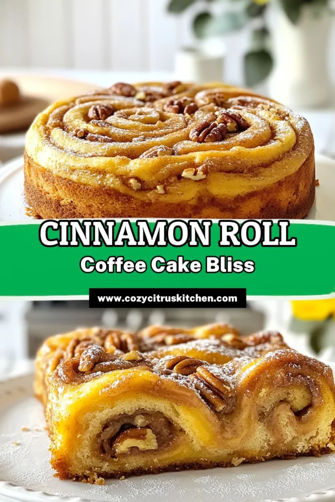 Indulge in this delicious Cinnamon Roll Coffee Cake, the perfect combination of fluffy cake and sweet cinnamon swirl. This easy coffee cake recipe is ideal for breakfast or brunch, and it’s sure to impress your loved ones. Enjoy the comforting flavors of homemade cinnamon rolls without the hassle! Try this best cinnamon roll recipe today and make your mornings special. Save it for later! #CinnamonRollCoffeeCake #EasyCoffeeCakeRecipe #BreakfastCoffeeCake #BestCinnamonRollRecipe