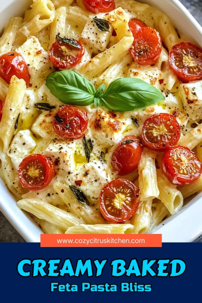 Discover the deliciousness of Creamy Baked Feta Pasta with our easy TikTok Feta Pasta Recipe! This quick pasta recipe combines flavorful feta cheese, roasted cherry tomatoes, and aromatic garlic for a delightful meal. Perfect for busy weeknights, this Feta Cheese Pasta Bake is sure to impress. Try it tonight and savor the creamy goodness! Save this recipe for a tasty dinner idea. #TikTokPasta #EasyPasta #BakedFeta #PastaRecipes