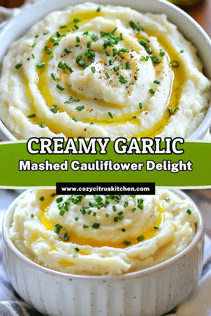 Discover the ultimate creamy roasted garlic mashed cauliflower recipe! This vegan cauliflower mash recipe is a deliciously easy way to enjoy an indulgent yet healthy side dish. Our roasted garlic cauliflower puree is perfect for low-carb diets, elevating your meals with rich flavor. Try this easy mashed cauliflower with garlic for a creamy, satisfying treat. Save this recipe for your next dinner! #VeganRecipes #HealthyEating #LowCarb #Cauliflower