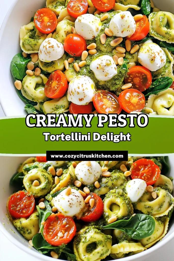 Looking for a fresh and delicious meal? Try this Creamy Pesto Tortellini Salad that’s bursting with flavor! This easy recipe combines cheese tortellini, cherry tomatoes, fresh spinach, and a heavenly creamy pesto dressing. Perfect for lunch or a light dinner, it’s sure to impress! Click through to explore the full recipe and get ready to enjoy this delightful dish. #PastaSalad #HealthyEating #RecipeIdeas #EasyRecipes