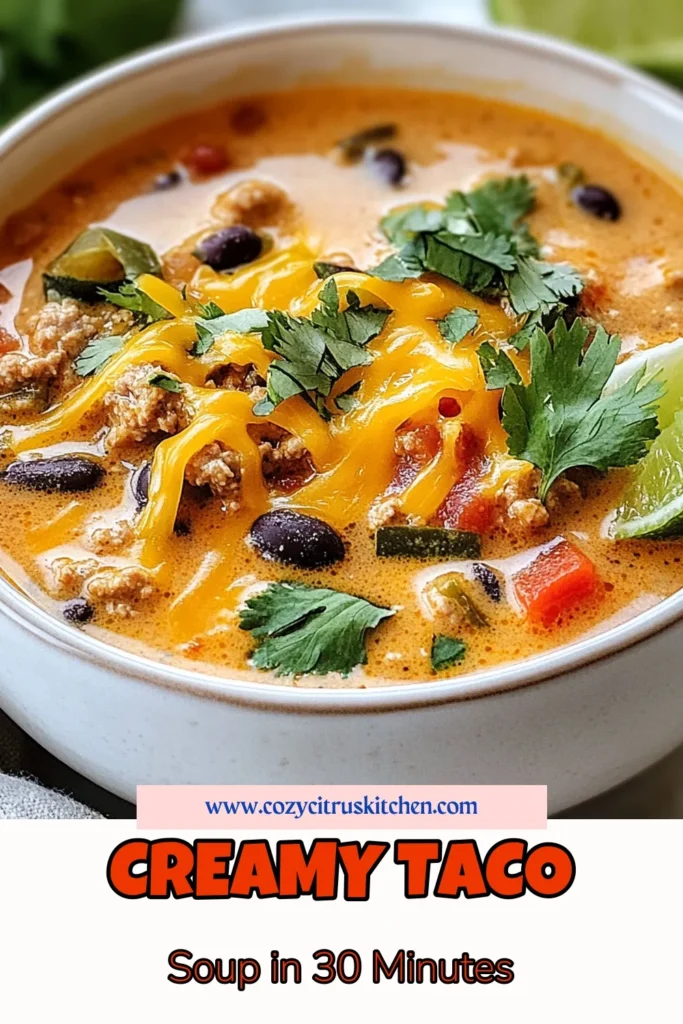 Looking for a quick and delicious meal? Try this Instant Pot Taco Soup! Our Creamy Taco Soup Recipe features ground turkey, black beans, and corn, making it a nutritious choice for the whole family. In just 30 minutes, you can whip up this Easy Creamy Soup Recipe that’s perfect for busy weeknights. Don't miss out! Pin now and enjoy every comforting bowl of this Quick Taco Soup Instant Pot delight. #InstantPot #TacoSoup #CreamySoup #EasyRecipes