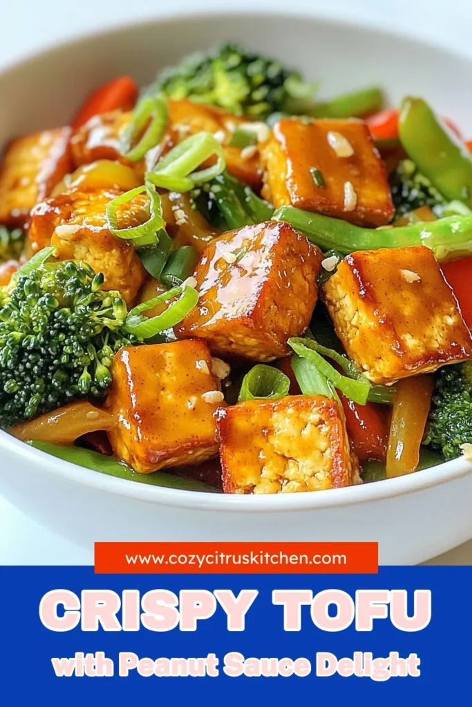 Discover this delicious tofu stir fry recipe that’s packed with flavor and nutrition! Our peanut sauce stir fry combines crispy tofu with healthy stir fry vegetables for a satisfying vegan tofu recipe. Perfect for an easy tofu dinner that your whole family will love! Try this healthy and quick meal tonight. Don’t forget to save this recipe for later! #TofuStirFry #PeanutSauce #VeganDinner #HealthyEating