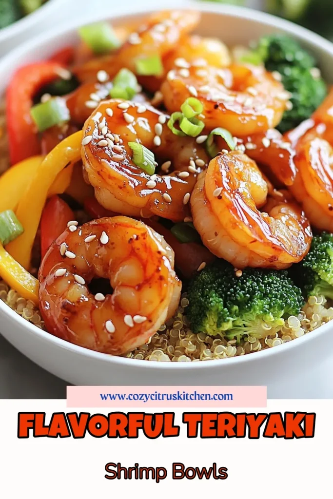 Looking for a delicious and healthy dinner option? Try this Teriyaki Shrimp Quinoa Bowl! Packed with flavor, this healthy shrimp recipe combines succulent shrimp and colorful vegetables atop a fluffy quinoa base. Perfect for meal prep, it's a quick dinner recipe that brings Asian-inspired flavors to your table. Don’t miss out—save this recipe for your next meal! #TeriyakiShrimpQuinoaBowl #HealthyShrimpRecipe #QuinoaMealPrep #QuickDinnerRecipes