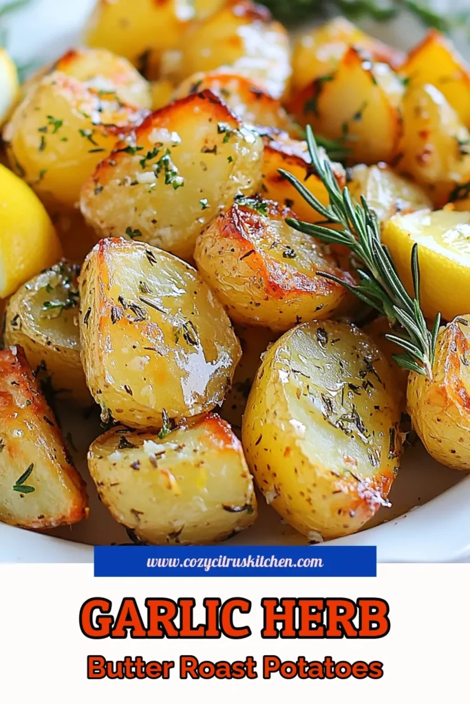 Savor the deliciousness of garlic herb butter potatoes with this easy roasted baby potatoes recipe! These crispy garlic potatoes are coated in a flavorful garlic herb butter, making them a perfect side dish. Elevate your meals with these herb roasted potatoes infused with lemon for a zesty twist. Don’t miss out on this quick and delightful recipe! Save it now and enjoy the tastiest roasted potatoes! #garlicherbbutterpotatoes #crispygarlicpotatoes #lemongarlicbutterpotatoes #herbroastedpotatoes