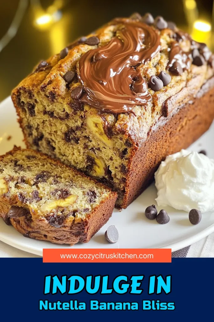 Satisfy your sweet tooth with this delicious Nutella Stuffed Banana Bread recipe! Made with ripe bananas and a swirl of rich Nutella, this easy-to-follow recipe is perfect for breakfast or dessert. Treat yourself and impress your friends with every slice. Click through to explore the full recipe and tips for serving this delightful treat! #NutellaStuffedBananaBread #BananaBread #BakingRecipes #DessertIdeas