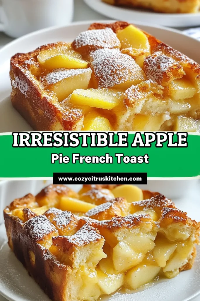 Elevate your breakfast with this delectable Apple Pie French Toast Casserole! Perfect for family gatherings, this dish combines challah bread pudding with fresh apples and apple pie filling for a scrumptious twist. This easy breakfast casserole is sure to impress everyone at the table. Discover the joy of this apple casserole recipe that will have everyone asking for seconds. Try it today and save for later! #ApplePieFrenchToast #FrenchToastCasserole #AppleCasseroleRecipe #ChallahBreadPudding