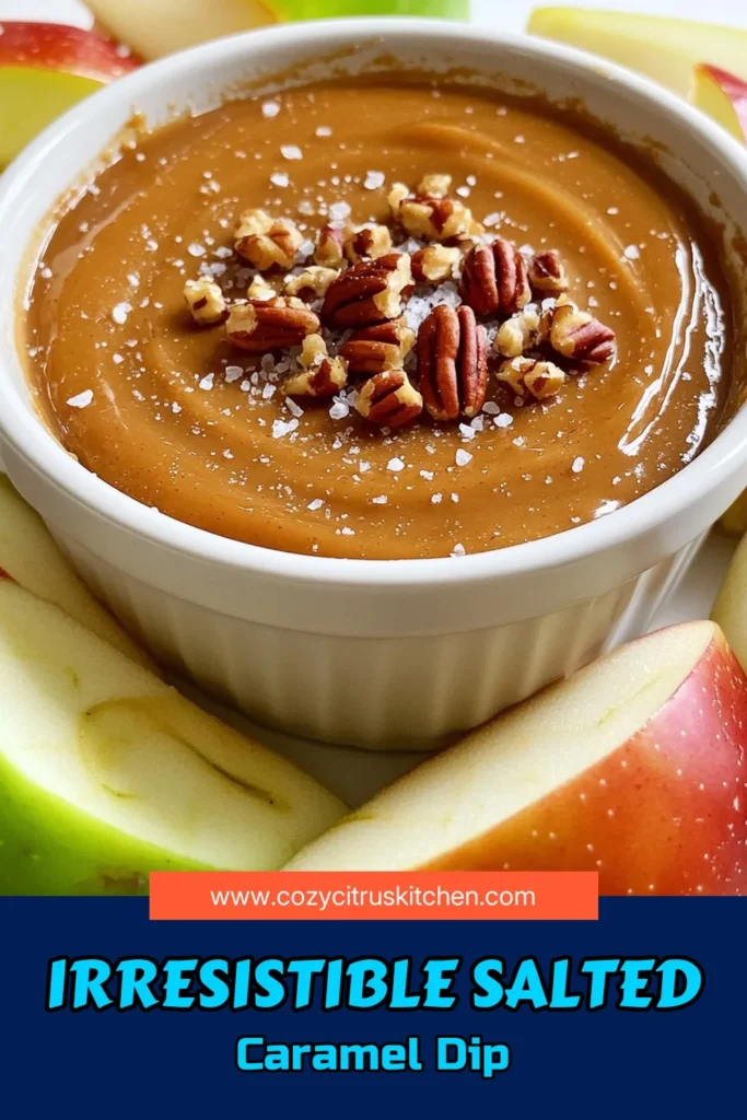 Looking for a delicious treat? Try this Salted Caramel Apple Dip! Perfect for parties or a cozy snack, this easy recipe combines sweet caramel, creamy cheese, and fresh apples for a mouthwatering delight. With just 10 minutes of prep, you’ll have a crowd-pleaser ready to go! Click through for step-by-step instructions and elevate your snacking game. Don't miss out! #SaltedCaramel #AppleDip #DessertRecipes #EasySnacks