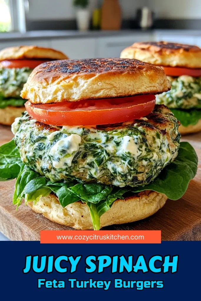 Discover a delicious and healthy turkey burger recipe with these spinach feta turkey burgers! Perfect for meal prep, this low-carb turkey burger option combines fresh spinach and creamy feta for a Mediterranean twist. Easy to make, these Greek turkey burgers are packed with flavor and perfect for summer grilling. Try this ground turkey burger idea for a nutritious meal. Save and share this recipe today! #SpinachFetaTurkeyBurgers #HealthyTurkeyBurgerRecipe #LowCarbTurkeyBurgers #GreekTurkeyBurgerRecipe