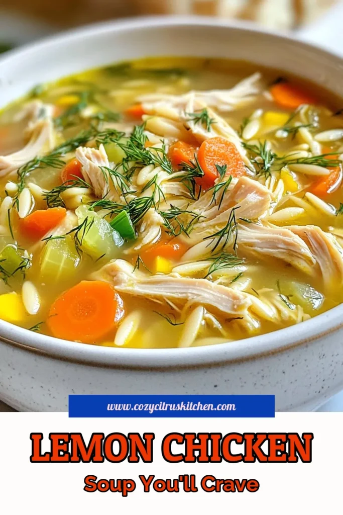 Discover the vibrant flavors of Greek lemon chicken soup, a perfect twist on the classic chicken soup recipe! This Mediterranean chicken soup features tender chicken, orzo pasta, and fresh herbs, creating a comforting dish the whole family will love. With the zesty addition of lemon and dill, this lemon dill chicken soup is both refreshing and satisfying. Dive into this easy recipe today! Save it for later! #GreekLemonChickenSoup #OrzoChickenSoup #MediterraneanRecipes #SoupLovers