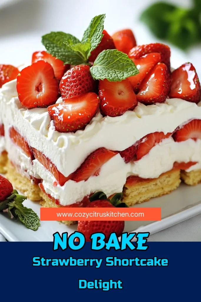 Indulge in a delightful Strawberry Shortcake Icebox Cake—a no-bake strawberry dessert perfect for summer! This easy icebox cake recipe layers fresh strawberries and whipped cream between ladyfinger cookies, creating a refreshing treat ideal for any gathering. With simple ingredients and a prep time of just 20 minutes, it's a layered dessert with strawberries that everyone will love. Try this summer dessert recipe today! Save and share! #StrawberryDessert #IceboxCake #SummerRecipes #EasyDesserts