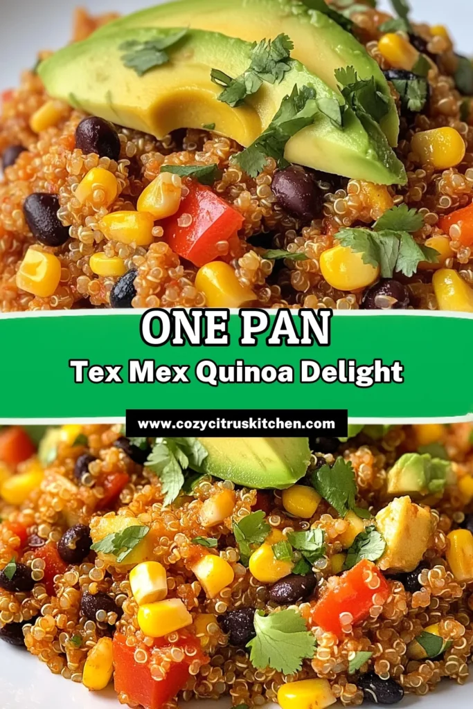 Discover this delicious Tex Mex quinoa skillet recipe that's perfect for a quick and healthy dinner! Packed with flavors, this vegetarian quinoa bowl combines quinoa, black beans, bell peppers, and spices for a vibrant and easy Tex Mex dish. Ready in just 30 minutes, it's ideal for busy weeknights. Bring the taste of Tex Mex to your table with this healthy quinoa skillet recipe. Save and try it today! #TexMexQuinoa #HealthyDinner #VegetarianRecipe #QuinoaSkillet