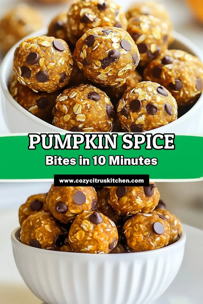 Looking for a quick energy snack that captures the essence of fall? Try these healthy pumpkin snacks with our easy no-bake pumpkin spice energy bites! Packed with wholesome ingredients like oats, pumpkin puree, and almond butter, these fall energy bites are perfect for a boost any time of day. In just 40 minutes, you can whip up these delicious bites. Don’t miss out—save this recipe now! #PumpkinSpiceEnergyBites #HealthyPumpkinSnacks #NoBakeEnergyBites #QuickEnergySnacks
