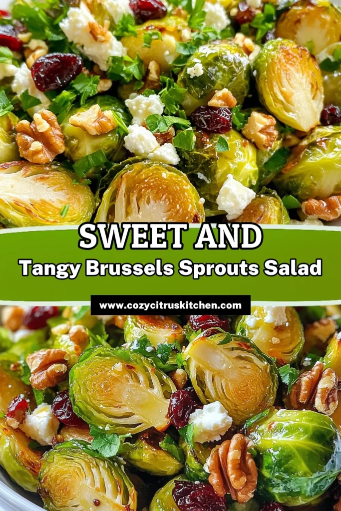 Discover the perfect blend of flavors in this Honey Mustard Brussels Sprouts Salad! This healthy Brussels sprouts salad features roasted Brussels sprouts, toasted walnuts, dried cranberries, and creamy feta cheese, creating a delightful mix. Perfect for any meal, this roasted Brussels sprouts recipe is both nutritious and delicious. Try this easy Brussels sprouts salad recipe today and elevate your dining experience! Save now for your next fresh salad craving! #BrusselsSproutsSalad #HealthyRecipes #SaladIdeas #TheBestSalad