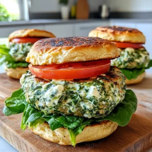 - 1 pound ground turkey - 1 cup fresh spinach, finely chopped - 1/2 cup feta cheese, crumbled - 1/4 cup breadcrumbs - 1/4 cup chopped onion - 2 cloves garlic, minced - 1 teaspoon dried oregano - 1 teaspoon salt - 1/2 teaspoon black pepper - 1 tablespoon olive oil (for grilling) - 4 whole wheat burger buns I love using ground turkey for these burgers. It is lean and tasty. The spinach adds a vibrant color and fresh flavor. Feta cheese gives a nice salty bite. Breadcrumbs help bind the mixture and keep the burgers moist. Onion and garlic bring extra depth to the flavor. Oregano, salt, and pepper finish it off with a classic taste. - Sliced tomatoes - Lettuce - Tzatziki sauce Toppings can make a burger special. I enjoy adding sliced tomatoes for freshness. Crisp lettuce adds a nice crunch. Tzatziki sauce brings a cool and creamy element. You can mix and match based on your taste! - Mixing bowl - Grill or grill pan - Cooking utensils You need a mixing bowl to combine all the ingredients. A grill or grill pan is necessary for cooking the burgers. Cooking utensils like spatulas will help flip the patties easily. Having the right tools makes the process smoother and more fun! {{ingredient_image_1}} - In a large bowl, mix together: - 1 pound ground turkey - 1 cup finely chopped fresh spinach - 1/2 cup crumbled feta cheese - 1/4 cup breadcrumbs - 1/4 cup chopped onion - 2 cloves minced garlic - 1 teaspoon dried oregano - 1 teaspoon salt - 1/2 teaspoon black pepper - Use your hands to mix all the ingredients. Make sure to combine well, but avoid overmixing. - Divide the mixture into four equal portions. Shape each portion into a patty about ¾ inch thick. - Preheat your grill or grill pan over medium-high heat. Drizzle the grill with 1 tablespoon olive oil to prevent sticking. - When the grill is hot, place the patties on it. Cook the patties for about 5-6 minutes on each side. The turkey burgers are done when they reach an internal temperature of 165°F (74°C) and are golden brown. - During the last minute of cooking, toast the whole wheat burger buns on the grill. - To assemble your burgers, place one turkey patty on the bottom half of each bun. - Top each patty with sliced tomatoes, lettuce, and optional tzatziki sauce. - Place the top half of the bun on each burger and serve hot. - Avoid overmixing: Mix the turkey and other ingredients gently. This keeps the burgers tender. Too much mixing makes them tough. - Maintaining moisture: Add breadcrumbs to help hold moisture. Also, use fresh spinach for extra juiciness. - Checking doneness temperature: Use a meat thermometer. Cook the burgers until they reach 165°F (74°C). This ensures they are safe to eat. - Adjusting cooking time for thickness: Make thicker patties? Cook them longer. Thinner patties cook faster. Always check the center for doneness. - Pairing with sides: Fresh salads or sweet potato fries pair well. They add crunch and balance. - Best condiments: Tzatziki sauce adds great flavor. You can also use sliced tomatoes and crisp lettuce for freshness. Pro Tips Keep It Moist: Adding breadcrumbs helps bind the patties and keeps them moist while cooking. You can also add a little Greek yogurt for extra moisture. Don’t Overmix: When combining the ingredients, mix just until everything is incorporated. Overmixing can lead to tough burgers. Use a Meat Thermometer: To ensure safety and perfect doneness, use a meat thermometer to check that the internal temperature reaches 165°F (74°C). Customize Your Toppings: Feel free to experiment with toppings like avocado, red onion, or your favorite sauce to enhance the flavor profile of your burgers. {{image_2}} You can swap ground turkey for ground chicken or beef. Both options work great. Chicken gives a lighter taste, while beef adds richness. If you want a dairy-free burger, try vegan feta or omit cheese. Use mashed avocado for creaminess. To elevate the taste, add spices like cumin or paprika. Fresh herbs like parsley or dill can also boost flavor. Instead of feta, try goat cheese or cheddar. Each cheese adds a unique twist to your burger. You can bake or grill your burgers. Baking requires less oil and is easy. Grill gives that smoky flavor many love. If you have an air fryer, use it! It cooks quickly and keeps burgers juicy. After enjoying your spinach feta turkey burgers, let them cool down. Wrap each burger tightly in plastic wrap. This keeps them fresh and tasty. Use airtight containers for extra protection. Glass or plastic containers work well. Label the containers with the date. Store them in the fridge for up to three days. To freeze the burgers, follow these steps. First, let them cool completely. Then, wrap each burger in plastic wrap. Place the wrapped burgers in a freezer bag. Squeeze out any air before sealing. This helps prevent freezer burn. You can freeze the burgers for up to three months. When you’re ready to eat, take one out and thaw it in the fridge overnight. To reheat your burgers, the best method is to use a skillet. Heat the skillet over medium heat. Place the burger in the skillet for about 4-5 minutes on each side. This keeps them juicy and flavorful. You can also use an oven. Preheat it to 350°F (175°C). Place the burgers on a baking sheet for about 10-15 minutes. This method maintains their texture well. Enjoy your tasty leftovers! How do I know when the turkey burgers are done? You can check the internal temperature. It should reach 165°F (74°C). Use a meat thermometer for best results. The burgers will also turn golden brown on the outside. Can I make the patties ahead of time? Yes, you can make the patties ahead. Shape them and store in the fridge for up to 24 hours. This saves time when you are ready to cook. What can I serve with turkey burgers? You can serve your burgers with a side of sweet potato fries or a fresh salad. Other great options include roasted vegetables or a simple coleslaw. How many calories are in a spinach feta turkey burger? Each burger has about 300 calories. This makes them a healthy option for a filling meal. Are these burgers suitable for meal prep? Absolutely! These burgers hold up well in the fridge. You can easily prepare them in advance for quick meals later. Can I use frozen spinach instead? Yes, you can use frozen spinach. Just be sure to thaw and drain it well. This prevents excess moisture in your patties. Is it possible to make these burgers vegetarian? Yes, you can make a vegetarian version. Use black beans or chickpeas instead of turkey. Add spices and bind with breadcrumbs for texture. This blog post covered how to make delicious spinach feta turkey burgers. We went over main ingredients like ground turkey and feta cheese, cooking steps, and helpful tips. You now have the steps to prepare, cook, and store these burgers. Remember, you can swap ingredients and try different flavors. Enjoy your tasty meal, and don’t hesitate to share your burger creations! Keep experimenting to find your perfect mix.