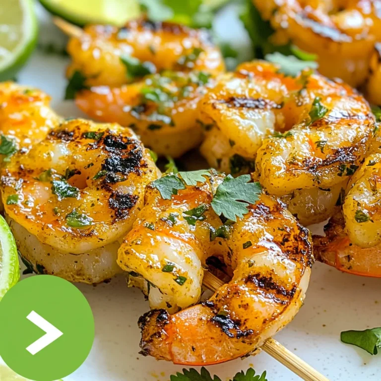 - 1 lb large shrimp (peeled and deveined) - 2 fresh jalapeños (finely chopped, seeds removed) - Zest and juice of 2 limes - 4 cloves garlic (minced) - 3 tablespoons olive oil - 1 teaspoon honey - 1 teaspoon smoked paprika - Salt and pepper to taste - Fresh cilantro (chopped for garnish) - Lime wedges (for serving) This recipe is simple, yet it packs a punch of flavor. I love using fresh ingredients that bring out the best in this dish. The shrimp should be large, peeled, and deveined. This makes them easy to grill and ensures they soak up the marinade well. The jalapeños add a nice kick. Make sure to remove the seeds if you want less heat. The zest and juice of the limes brighten the dish. You’ll want both for a fresh taste. For the marinade, I use minced garlic, olive oil, honey, and smoked paprika. The garlic adds depth, the olive oil keeps the shrimp moist, and the honey balances the heat and acidity. Smoked paprika gives a unique warmth that enhances the shrimp's flavor. Don’t forget salt and pepper. These basic seasonings bring out the best in all your ingredients. Fresh cilantro adds a lovely herbaceous note, and lime wedges are perfect for serving. They add an extra burst of flavor when squeezed over the grilled shrimp. Gather these ingredients and get ready to create a flavorful dish that impresses! {{ingredient_image_1}} To start, gather your ingredients. In a medium bowl, combine these items: - 2 fresh jalapeños, finely chopped - Zest and juice of 2 limes - 4 cloves garlic, minced - 3 tablespoons olive oil - 1 teaspoon honey - 1 teaspoon smoked paprika - Salt and pepper to taste Mix them well. This mix is your marinade. The jalapeños add heat, while lime gives a fresh taste. Garlic adds depth, and honey balances the spice. Now, it’s time for the shrimp! Add 1 pound of large, peeled, and deveined shrimp to your bowl. Make sure every shrimp gets coated with the marinade. Cover the bowl with plastic wrap. Place it in the fridge for at least 30 minutes. You can leave it for up to 2 hours. The longer it sits, the more flavor it absorbs. Next, preheat your grill to medium-high heat. If you use wooden skewers, soak them in water for 20 minutes first. This step keeps them from burning. Thread the marinated shrimp onto the skewers, about 4-6 shrimp per skewer. Now, place the skewers on the grill. Cook them for 2-3 minutes on each side. Watch for the shrimp to turn pink and opaque. Overcooking can make them tough, so stay alert! Once done, remove the skewers from the grill and let them rest for a couple of minutes. For the best flavor, marinate the shrimp for at least 30 minutes. If you want more taste, let them sit for up to 2 hours. This gives the shrimp time to soak up all those yummy flavors from the marinade. The lime juice and jalapeños will really make a difference. To cook shrimp evenly, heat the grill to medium-high. Thread the shrimp on skewers, about 4-6 per skewer. Grill them for 2-3 minutes on each side. Watch them closely! Overcooking makes shrimp tough. You want them pink and opaque, not rubbery. Serve the shrimp on a bright platter. Drizzle some lime juice over them for a fresh look. Add chopped cilantro on top for color. For a fun side, pair them with grilled veggies or a fresh salad. Lime wedges on the side add a nice touch too. Pro Tips Marinate for Flavor: Allow the shrimp to marinate for at least 30 minutes, but up to 2 hours for a more intense flavor. Control the Heat: If you prefer less heat, make sure to remove the seeds from the jalapeños before chopping them. Perfectly Cooked Shrimp: Cook the shrimp just until they turn pink and opaque; overcooking can make them tough and rubbery. Garnish for Presentation: Fresh cilantro and lime wedges not only add flavor but also enhance the visual appeal of the dish. {{image_2}} You can easily adjust the heat of your jalapeño lime grilled shrimp. If you want more spice, keep the seeds in the jalapeños. They add heat! For a milder dish, remove the seeds before chopping. You can also try using serrano peppers for a different flavor. Each option gives a unique taste and heat level. Feel free to enhance the shrimp with more spices or herbs. Try adding cumin or cayenne for extra warmth. Fresh herbs like parsley or dill can also brighten the dish. You can even mix in some lime zest for a stronger citrus flavor. These small changes can make a big impact on taste. If you don't have a grill, you can still enjoy this dish! Use a stovetop grill pan or broil the shrimp in your oven. For stovetop grilling, heat the pan on medium-high heat and cook the shrimp for 2-3 minutes on each side. If broiling, place the shrimp on a baking sheet and broil for about 2-4 minutes. Make sure to watch closely so they don't overcook. No matter the method, you'll end up with delicious shrimp! To store leftover Jalapeño Lime Grilled Shrimp, place it in an airtight container. Make sure the shrimp cools down to room temperature first. You can keep it in the fridge for up to three days. When you are ready to eat it, check for any off smells. If it smells good, it should be safe to enjoy. If you want to freeze the grilled shrimp, it’s easy! First, let the shrimp cool completely. Then, place it in a freezer-safe bag. Try to remove as much air as possible to prevent freezer burn. You can freeze it for up to three months. When you are ready to use it, thaw the shrimp in the fridge overnight. To reheat shrimp, use a skillet on low heat. Add a splash of olive oil to keep them moist. Stir gently for about five minutes until they are warm. Avoid using the microwave, as it can make the shrimp tough. Always check if they are heated through before serving. Yes, you can use frozen shrimp. Just be sure to thaw them first. To thaw, place shrimp in a bowl of cold water for about 15-20 minutes. You can also leave them in the fridge overnight. Rinse the shrimp under cold water once thawed. This helps remove any ice and keeps them fresh. Cooked shrimp turn pink and opaque. They curl into a nice C shape. If you see gray or translucent areas, they need more time on the grill. Always cook shrimp for 2-3 minutes on each side. Overcooking makes them tough and rubbery. For a balanced meal, pair the shrimp with: - Grilled vegetables like zucchini and bell peppers - A fresh green salad with lime vinaigrette - Cilantro lime rice for a tasty side - Corn on the cob for a sweet crunch These sides complement the shrimp's bold flavors and create a colorful plate. In this post, we covered a simple recipe for Jalapeño Lime Grilled Shrimp. We discussed the key ingredients, how to prepare the marinade, and grilling tips. I shared ways to adjust the spice level and creative serving ideas. Remember, marinating shrimp boosts flavor and proper cooking prevents overcooking. Enjoy this dish with your choice of sides for a tasty meal. Cooking should be fun, so use this recipe as your base and make it your own. Happy grilling!