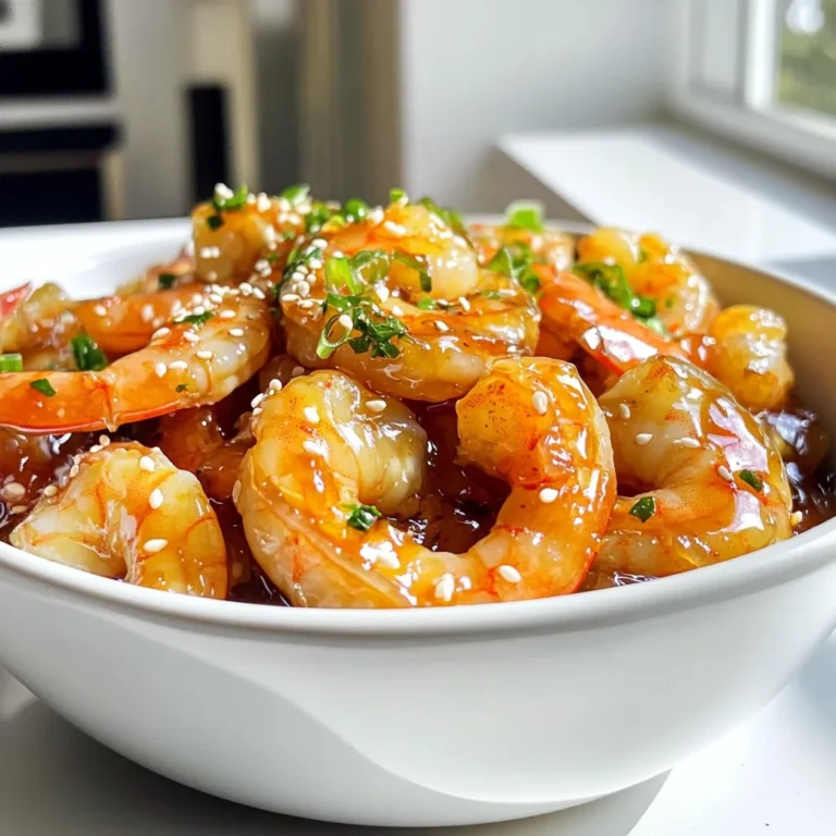 - 1 lb large shrimp, peeled and deveined - 2 tablespoons honey - 2 tablespoons sriracha sauce For the base of this dish, I use large shrimp. They are easy to cook and soak up flavors. Honey adds sweetness, while sriracha gives a nice kick. This combo makes the shrimp taste great. - 1 tablespoon soy sauce - 1 tablespoon minced garlic - 1 teaspoon grated ginger Soy sauce adds depth to the mix. Minced garlic brings out a strong aroma. Grated ginger gives a fresh zing that brightens the dish. These add-ons make the flavor even better. - 2 tablespoons olive oil - 1 tablespoon lime juice - Garnishes: chopped green onions and sesame seeds I use olive oil for cooking the shrimp. It helps them brown nicely. Lime juice adds a refreshing touch at the end. For a pretty finish, I sprinkle chopped green onions and sesame seeds on top. They add color and crunch, making the dish pop. First, grab a small bowl. You will mix the flavors that make this dish shine. Add 2 tablespoons of honey to the bowl. Next, pour in 2 tablespoons of sriracha sauce. This gives a nice kick! Now, add 1 tablespoon of soy sauce for depth. Then, toss in 1 tablespoon of minced garlic and 1 teaspoon of grated ginger. These will add great aroma and taste. Finally, squeeze in 1 tablespoon of lime juice. Whisk it all together until smooth. Your sauce is now ready to rock! Take a large skillet and heat 2 tablespoons of olive oil over medium-high heat. Wait until the oil is hot. This is key for a good sear. Carefully add 1 pound of large shrimp, making sure they are in a single layer. Cook the shrimp for 2 minutes without stirring. Then, flip each shrimp over. Cook for another 2 minutes. You want them pink and firm. Now it’s time to bring in that tasty sauce! Pour the honey sriracha mixture over the cooked shrimp. Stir gently to coat the shrimp well. Cook for an additional 2-3 minutes. Keep stirring until the shrimp are fully coated and cooked through. Remove from heat and let it sit for a minute. This helps the sauce thicken a bit. Your shrimp is now ready to serve, looking and smelling amazing! To get the best texture, cook shrimp for only 2-3 minutes. Shrimp cooks fast, so keep an eye on them. If you overcook shrimp, they can become tough. Always cook shrimp in a single layer. This ensures even cooking and helps them brown nicely. If you crowd the pan, some shrimp may cook slower. You can change how sweet or spicy your shrimp is. If you like it sweeter, add more honey. If you want more heat, add extra sriracha. Start with the basic 2 tablespoons of each, then taste. You can also swap in other sauces. Try chili garlic sauce for a different kick or teriyaki for a sweet twist. Plating matters! Use a clean plate and arrange shrimp in a nice circle. Add garnishes like chopped green onions and sesame seeds on top. You can also serve shrimp with rice or a fresh salad. This gives color and makes the meal more filling. Consider adding lime wedges on the side for a bright touch. {{image_2}} You can swap shrimp for chicken or tofu. Both options work great in this dish. If you use chicken, cut it into bite-sized pieces. Cook it for about 5-6 minutes until it’s no longer pink. For tofu, use firm or extra-firm tofu. Cut it into cubes and cook for about 4-5 minutes until golden brown. This gives you tasty variations while keeping the same flavor profile. If you want to switch things up, try using maple syrup or agave instead of honey. Both add sweetness with a different taste. For a fun twist, change the spices. Add chili flakes or smoked paprika to give it a kick. You can also use coconut aminos in place of soy sauce for a gluten-free option. To make a complete meal, serve this shrimp with rice or quinoa. Both absorb the sauce well and add texture. You can also pair it with steamed veggies for a healthy side. For a fun twist, serve the shrimp in tacos or lettuce wraps. This adds a fresh crunch and makes it easy to eat. You can top them with avocado, cilantro, or lime for extra flavor. To keep your Minute Honey Sriracha Shrimp fresh, place leftovers in an airtight container. This keeps the shrimp safe and tasty. Store it in the fridge within two hours of cooking. The dish lasts for up to two days in the fridge. After that, the shrimp may lose its flavor and texture. Freezing this dish is easy and can save you time. Start by letting the shrimp cool completely. Then, place it in a freezer-safe bag, removing as much air as possible. Seal it tightly and label it with the date. You can freeze it for up to three months. When you are ready to eat, thaw it overnight in the fridge. To reheat, warm it in a skillet over low heat. This keeps the shrimp juicy and the sauce flavorful. You can make shrimp ahead of time for quick meals. Cook the shrimp as usual and let it cool. Store it in an airtight container in the fridge for up to two days. For meal prep, store the honey sriracha sauce separately. This way, you can mix it with the shrimp when ready to eat. This method keeps the shrimp from getting soggy. You can also use the sauce for other dishes, adding more versatility to your meals. Cooking shrimp is fast! It usually takes about 4 to 5 minutes. You cook them until they turn pink and opaque. If you overcook shrimp, they can become tough. So, stay nearby and check them often. Yes, you can use frozen shrimp! Just remember to thaw them first. The best way to thaw shrimp is by placing them in cold water for about 15 to 20 minutes. You can also leave them in the fridge overnight. After thawing, pat them dry with a paper towel. This helps the shrimp get a nice sear. This dish pairs well with many sides. Here are some great options: - Steamed jasmine rice - Quinoa salad - Stir-fried vegetables - Crisp lettuce wraps - Asian-style coleslaw These sides will complement the shrimp's spicy and sweet flavors. Enjoy mixing and matching! In this blog post, we covered how to make Minute Honey Sriracha Shrimp. You learned about the key ingredients, including shrimp, honey, and sriracha. We went through step-by-step instructions to prepare the sauce and cook the shrimp. Tips helped you get the best texture and flavor. We also shared fun variations and storage ideas. Now, you can easily create this tasty dish at home. Enjoy experimenting with flavors and serving options!