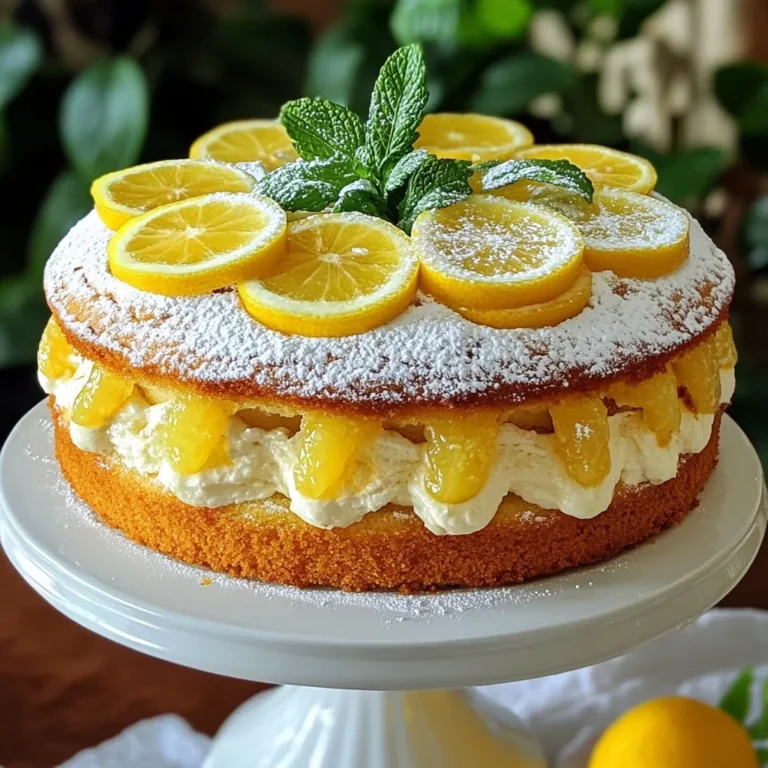 - 1 ½ cups all-purpose flour - 1 teaspoon baking powder - ½ teaspoon baking soda - ½ teaspoon salt - ¾ cup granulated sugar - ½ cup extra virgin olive oil - 3 large eggs - 1 teaspoon vanilla extract - ½ cup plain Greek yogurt - Zest of 2 lemons - ¼ cup fresh lemon juice - Powdered sugar for dusting For the flour, you can use whole wheat flour if you want. Make sure the measurements stay the same. The baking powder and baking soda are key for lift, so don’t skip them. If you need a dairy-free option, use a plant-based yogurt instead of Greek yogurt. You can also use lemon zest from just one lemon if you prefer a lighter flavor. Using high-quality olive oil makes a big difference. Extra virgin olive oil adds rich flavor. Fresh lemons are also key for the best taste. The zest gives your cake a bright aroma, while the juice brings acidity. Good sugar helps the cake rise and gives it sweetness. Quality ingredients lead to a delicious cake that everyone will love. {{ingredient_image_1}} Start by preheating your oven to 350°F (175°C). This step warms the oven for even baking. Grease a 9-inch round cake pan. Line the bottom with parchment paper. This helps the cake come out easily when baked. In a medium bowl, whisk together the dry ingredients. Combine 1 ½ cups of all-purpose flour, 1 teaspoon of baking powder, ½ teaspoon of baking soda, and ½ teaspoon of salt. Set this bowl aside. Mixing these ingredients together helps the cake rise well. In a large mixing bowl, combine ¾ cup of granulated sugar and ½ cup of extra virgin olive oil. Beat them together until they blend well. This should take a minute. Next, add 3 large eggs, one at a time. Mix well after each one. Then, stir in 1 teaspoon of vanilla extract, ½ cup of plain Greek yogurt, the zest of 2 lemons, and ¼ cup of fresh lemon juice. Mix until smooth. The mixture should be creamy and fragrant. Now, it's time to bring these mixtures together. Gradually fold the dry ingredients into the wet mixture using a spatula. Mix just until everything combines. Be careful not to over-mix. Over-mixing can make the cake tough. Pour the batter into your prepared cake pan. Smooth the top with a spatula. Place it in the preheated oven. Bake for 25-30 minutes. Check for doneness by inserting a toothpick into the center. If it comes out clean, your cake is ready. After baking, let it cool in the pan for about 10 minutes. Then, transfer the cake to a wire rack to cool completely. Enjoy the fresh lemon aroma as it cools! To get a great texture, use fresh ingredients. Use room temperature eggs for better mixing. Mix the sugar and olive oil until it feels fluffy. Be gentle when you fold the dry mix into the wet mix. Over-mixing can make the cake tough. The batter should be just combined, with no dry spots. Use fresh lemon juice and zest for the best taste. The zest adds a bright, aromatic flavor. I love adding a touch of vanilla extract to boost the cake’s depth. If you want more flavor, try adding a pinch of salt. Salt enhances sweetness and balances the tartness of the lemon. One common mistake is not greasing the pan well. Make sure to grease and line the bottom with parchment paper. This helps the cake come out easily. Another mistake is not checking the cake in time. Always use a toothpick to check doneness. If it comes out clean, your cake is ready! Pro Tips Use Fresh Ingredients: Always use fresh lemons for zest and juice to enhance the cake's flavor significantly. Monitor Baking Time: Every oven is different; start checking the cake a few minutes before the recommended time to prevent overbaking. Cool Completely: Allow the cake to cool completely before dusting with powdered sugar to prevent it from melting and becoming sticky. Experiment with Flavors: Feel free to add herbs like rosemary or thyme to the batter for a unique twist on the classic lemon flavor. {{image_2}} You can brighten the flavor of your Olive Oil Lemon Cake by adding other citrus zests. Try orange, lime, or even grapefruit zest. Each fruit brings its own unique twist. For a fresh taste, use the zest of one orange along with lemon. It adds a lovely sweetness. Adding nuts or fruits can give your cake extra texture and taste. Walnuts or almonds work great in this recipe. Chop them finely and fold them into the batter for a crunchy bite. You can also use fresh blueberries or raspberries. They add a sweet and tart flavor that pairs well with lemon. You can change up the look and taste of your cake with different toppings. A simple dusting of powdered sugar is classic. For a special touch, try a lemon glaze. Mix powdered sugar with fresh lemon juice until smooth. Drizzle it over the top for a sweet and tangy finish. You can even top it with fresh berries or whipped cream for an elegant dessert. After baking your olive oil lemon cake, allow it to cool completely. This step is key to keeping it fresh. Once cooled, wrap it tightly in plastic wrap. You can also store it in an airtight container. This keeps the cake moist and flavorful. If you plan to eat it within a few days, store it at room temperature. For longer storage, refrigeration is best. To enjoy your cake warm, preheat your oven to 300°F (150°C). Place the cake on a baking sheet. Cover it loosely with foil to prevent it from drying out. Heat for about 10 to 15 minutes. You can also use a microwave. Slice a piece, place it on a microwave-safe plate, and cover it with a damp paper towel. Heat for about 15-20 seconds. Enjoy it warm! Freezing this cake is easy and great for meal prep. First, let the cake cool completely. Then, slice it into portions. Wrap each slice in plastic wrap, then place the slices in a freezer bag. Make sure to remove excess air. You can freeze it for up to three months. When you want to enjoy a slice, take it out and thaw it in the fridge overnight. You can use sour cream as a good substitute for Greek yogurt. It has a similar texture and tangy flavor. If you want a dairy-free option, try using unsweetened coconut yogurt. Both options will keep your cake moist and tasty. Yes, you can use other oils. Canola oil or avocado oil works well in this recipe. They have a mild flavor that won't change the cake's taste. However, using olive oil adds a lovely richness that you might miss with other oils. The cake can last about 3 days at room temperature. Just keep it covered to keep it fresh. If you live in a hot place, store it in the fridge to prevent spoilage. It stays moist and delicious even when chilled. Yes, you can make this cake gluten-free. Use a gluten-free all-purpose flour blend instead of regular flour. Make sure it contains xanthan gum for the best texture. Your cake will still be light, fresh, and flavorful with this swap. This article covered making a delicious Olive Oil Lemon Cake. We discussed key ingredients and their quality. You learned step-by-step instructions for mixing and baking. I shared tips for the best texture and flavor. We also explored fun variations and how to store your cake. Involving quality ingredients and following the steps leads to great results. Enjoy creating your cake, and share it with others!