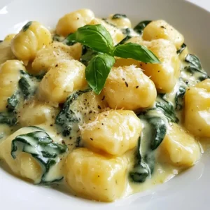 To make creamy Parmesan spinach gnocchi, gather these simple items: - 1 pound potato gnocchi - 2 cups fresh spinach, chopped - 1 cup heavy cream - 1 cup grated Parmesan cheese - 2 tablespoons unsalted butter - 2 cloves garlic, minced - 1 teaspoon onion powder - ½ teaspoon nutmeg - Salt and pepper to taste - Fresh basil leaves for garnish Choosing the right ingredients is key to a great dish. Here are some tips: - Potato Gnocchi: Look for gnocchi made from real potatoes. Check the label for quality. - Fresh Spinach: Select vibrant green spinach. Avoid any wilting or browning leaves. - Heavy Cream: Use pure heavy cream for the best richness and texture. - Parmesan Cheese: Grate fresh Parmesan instead of using pre-grated options. It tastes better! - Garlic: Choose firm, fresh garlic for a strong flavor. Avoid any that feels soft. This recipe serves about four people. Each serving is rich and filling. You can adjust the amount based on your needs. If you want leftovers, it’s great for lunch the next day! {{ingredient_image_1}} First, fill a large pot with water. Make sure to add salt to the water. Bring it to a boil over high heat. Once boiling, add 1 pound of potato gnocchi. Cook the gnocchi until they float to the top. This takes about 2 to 3 minutes. When they float, they are done! Drain the gnocchi in a colander and set them aside. Next, grab a large skillet and melt 2 tablespoons of unsalted butter over medium heat. Once the butter is melted, add 2 cloves of minced garlic. Sauté the garlic for about 1 minute. Keep an eye on it, so it doesn’t brown. After that, toss in 2 cups of chopped fresh spinach. Cook the spinach for 2 to 3 minutes until it wilts. Now, pour in 1 cup of heavy cream and stir to mix. Add 1 teaspoon of onion powder, ½ teaspoon of nutmeg, and salt and pepper to taste. Let this simmer for another 2 to 3 minutes until the sauce thickens a bit. Finally, stir in 1 cup of grated Parmesan cheese. Keep stirring until the cheese fully melts into the sauce. Now, it’s time to bring it all together! Add the cooked gnocchi into the creamy spinach sauce. Toss gently to coat each piece of gnocchi. Let everything cook together for an extra 2 minutes. This helps the flavors blend well. Once done, remove from heat. Serve the dish right away. Don’t forget to garnish with fresh basil leaves for a pop of color and flavor! To make perfect gnocchi, choose the right type. Use potato gnocchi, as it gives a soft texture. Cook them in boiling water until they float. This usually takes 2-3 minutes. Don't overcook them; they should be tender but not mushy. Drain them well to avoid a watery dish. Tossing them gently in the creamy sauce helps keep their shape. To boost the taste, use fresh ingredients. Mince garlic finely for a strong flavor. Sauté it in butter until fragrant, but avoid browning it. Add chopped spinach next, letting it wilt. This brings out its natural sweetness. Nutmeg adds warmth, while onion powder enhances depth. Always taste and adjust salt and pepper to your liking. Pairing is key for a great meal. A crisp white wine, like Sauvignon Blanc, works well with this dish. Its acidity cuts through the creaminess. For side dishes, a fresh salad with lemon dressing complements the meal. Garlic bread also makes a tasty addition. These options balance the rich flavors of the creamy gnocchi. Pro Tips Use Fresh Ingredients: Fresh spinach and high-quality Parmesan cheese make a significant difference in flavor and creaminess, enhancing the overall dish. Don’t Overcook the Gnocchi: Since gnocchi cooks quickly, keep an eye on them. They are ready when they float to the top, usually in 2-3 minutes. Customize the Sauce: Feel free to add other ingredients such as sun-dried tomatoes, mushrooms, or chicken for added flavor and texture. Garnish for Presentation: Fresh basil not only adds color but also a burst of freshness. Consider adding a drizzle of olive oil for an extra touch. {{image_2}} You can make this dish heartier by adding protein. Chicken, shrimp, or tofu work well. For chicken, cook diced pieces in the skillet until golden. For shrimp, add them after the garlic and cook until pink. If you prefer tofu, use firm tofu and sauté it until crisp. Each option adds great flavor and texture. If you need a dairy-free option, swap heavy cream with coconut milk or a nut milk. Use nutritional yeast instead of Parmesan for that cheesy taste. You can also find dairy-free cheese that melts well. These swaps keep the dish creamy and delicious without dairy. Adding veggies boosts nutrition and taste. Mushrooms add a nice earthiness. Sauté sliced mushrooms with garlic until soft before adding spinach. Peas add a sweet pop of color and flavor. Toss them in when you add the cream. Feel free to experiment with other veggies, like bell peppers or zucchini. Each adds its own unique twist. Store your creamy Parmesan spinach gnocchi in an airtight container. This keeps moisture in and prevents it from drying out. Place it in the fridge within two hours of cooking. It will last for about three days. When you're ready to enjoy it again, check for any changes in smell or texture before reheating. To freeze this dish, let it cool completely. Then, scoop it into freezer bags. Remove as much air as possible to avoid freezer burn. Label the bags with the date. It can stay good for up to three months. When you want to eat it, thaw it overnight in the fridge. This method keeps the flavors fresh. For reheating, the stovetop is best. Place the gnocchi in a skillet over medium heat. Add a splash of cream or water to help it heat evenly. Stir gently until it warms through. This keeps the sauce creamy and delicious. You can also use a microwave, but stir every minute to avoid hot spots. It takes about 20 minutes to make this dish. The prep time is 10 minutes. Cooking the gnocchi and sauce only takes another 10 minutes. This recipe is quick and easy, perfect for a busy night. Yes, you can use frozen gnocchi. Just cook them according to the package directions. Frozen gnocchi works well and saves time. They taste great in the creamy sauce, too. You can use milk or a dairy-free cream. If you want a lighter option, use half-and-half. For a vegan choice, try coconut cream or cashew cream. These options still give a rich flavor and creamy texture. This blog post covered key points for making Creamy Parmesan Spinach Gnocchi. We explored the right ingredients and how to pick the best ones. I shared step-by-step instructions to help you cook and serve this dish. Tips on perfecting texture and adding flavors will elevate your meal. You can also try variations with proteins and veggies. Finally, I provided storage and reheating advice for your leftovers. Enjoy your cooking journey and savor the tasty results!