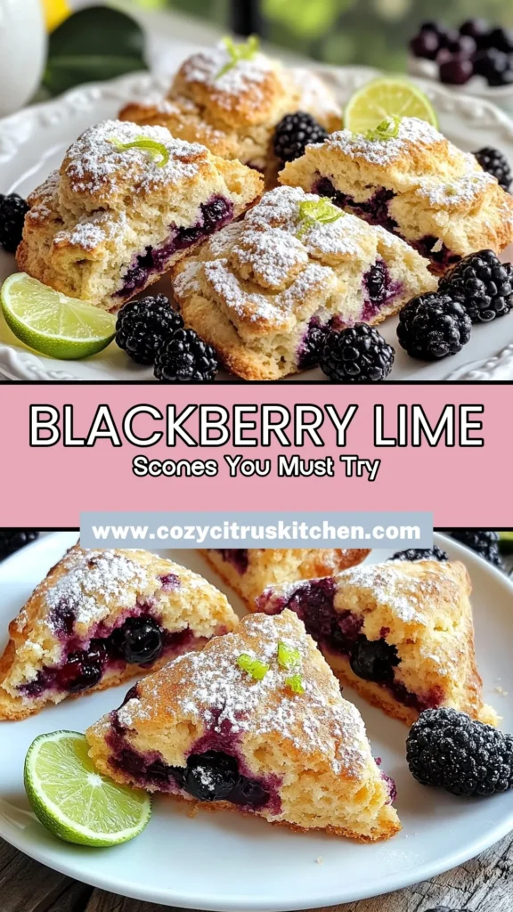 Indulge in the delightful taste of blackberry lime scones with this easy scone recipe. Perfect for a fresh blackberry dessert, these homemade scones are bursting with flavor and are simple to make. Discover lime scone variations that elevate your baking game. Perfect for afternoon tea or breakfast treats, these scones are a must-try! Save this recipe and enjoy baking! #BlackberryLimeScones #EasySconeRecipe #FreshBlackberryDessert #HomemadeSconesRecipe