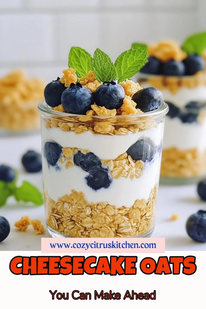 Start your day right with these delicious blueberry cheesecake overnight oats! This healthy breakfast recipe features a creamy blend of Greek yogurt and cream cheese, making it the perfect no-cook breakfast idea. Enjoy the easy blueberry oatmeal recipe packed with fresh blueberries and a hint of cinnamon. Prepare them in just 15 minutes and let them chill overnight for a tasty morning treat. Save this recipe for a delightful breakfast! #healthybreakfast #overnightoats #blueberrycheesecake #easyrecipes