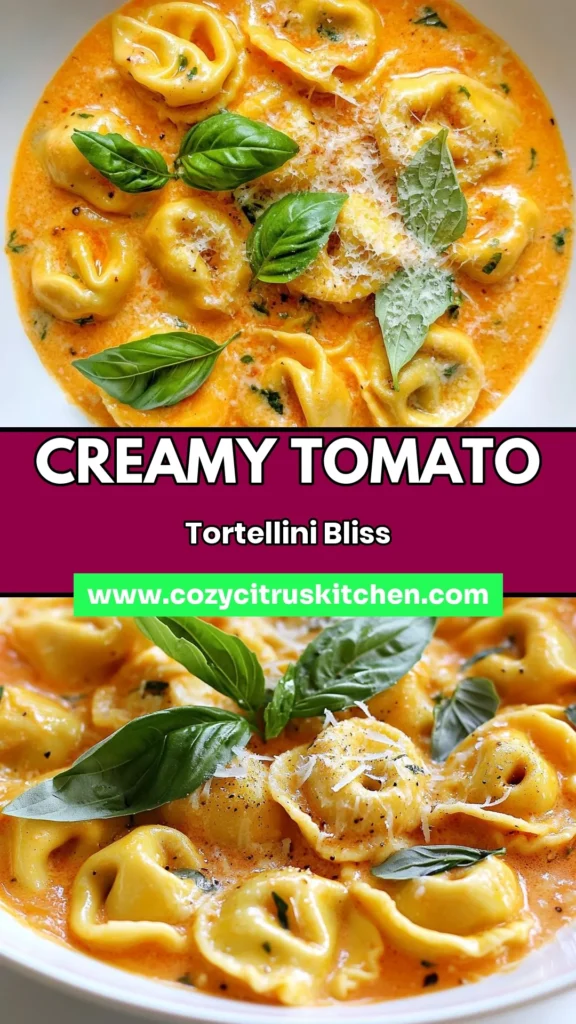 Indulge in this creamy tomato basil tortellini that’s a delight for pasta lovers! This easy tortellini recipe features cheese tortellini coated in a rich, quick cream sauce with tomatoes and fragrant basil. Perfect for a weeknight dinner, this vegetarian pasta dish takes just 30 minutes to make. Ready to elevate your meal? Try this scrumptious cheese tortellini with tomatoes today! #PastaLovers #VegetarianRecipes #Tortellini #QuickDinnerIdeas