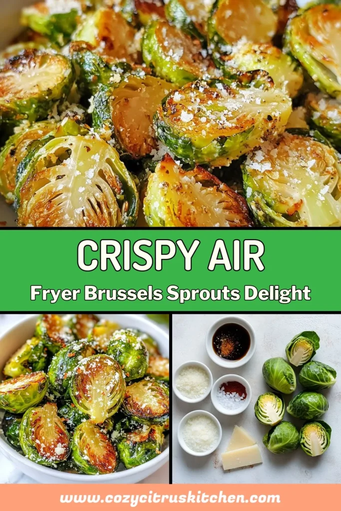 Discover the deliciousness of Crispy Air Fryer Brussels Sprouts! This healthy Brussels sprouts recipe makes for an easy Brussels sprouts appetizer that's sure to impress. Tossed with olive oil, garlic, and optional parmesan, these Air Fryer vegetable recipes are quick and flavorful! Perfect for any occasion, this dish brings a healthy twist to your table. Try it today and enjoy perfectly crispy sprouts bursting with flavor! #AirFryerRecipes #HealthyEating #BrusselsSprouts #EasyAppetizers