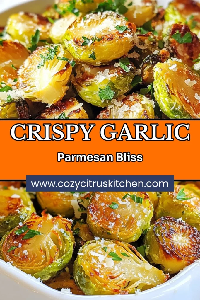 Discover the deliciously crispy Garlic Parmesan Brussels sprouts that will become your favorite easy Brussels sprouts side dish! This roasted Brussels sprouts recipe is perfect for vegan alternatives while still offering a savory twist with garlic and Parmesan. In just 30 minutes, you'll have a mouthwatering, crunchy treat that everyone will love. Save this recipe now and impress your guests! #CrispyBrussels #GarlicParmesan #EasySideDish #VeganAlternatives