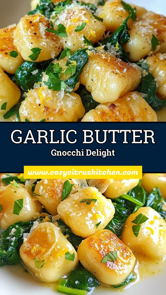 Savor the deliciousness of Garlic Butter Gnocchi with Spinach! This easy Pasta Dish is perfect for a quick vegetarian meal that's bursting with flavor. In just 20 minutes, you can whip up this simple Spinach Gnocchi Recipe featuring tender gnocchi, rich garlic butter, and vibrant spinach. It’s an irresistible addition to your Garlic Butter Recipes collection. Try it today and elevate your dinner game! Save this recipe! #GarlicButterGnocchi #SpinachGnocchiRecipe #EasyPastaDishes #QuickVegetarianMeals