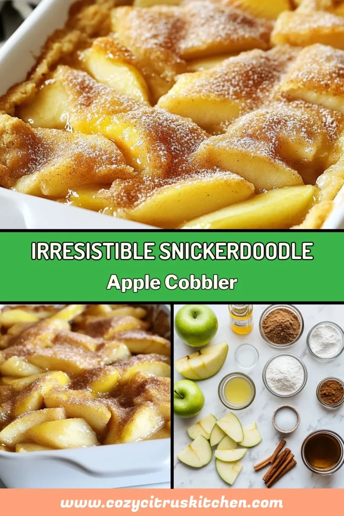 Indulge in the delightful flavors of Snickerdoodle Apple Cobbler, the perfect blend of sweet apples and cinnamon in this easy apple dessert recipe. This homemade cobbler recipe is a must-try for anyone who loves the best snickerdoodle recipe with a twist. Enjoy this delicious treat warm from the oven. Save and share this recipe to impress your dessert-loving friends! #SnickerdoodleAppleCobbler #CinnamonAppleCobbler #EasyDessertRecipes #HomemadeCobbler