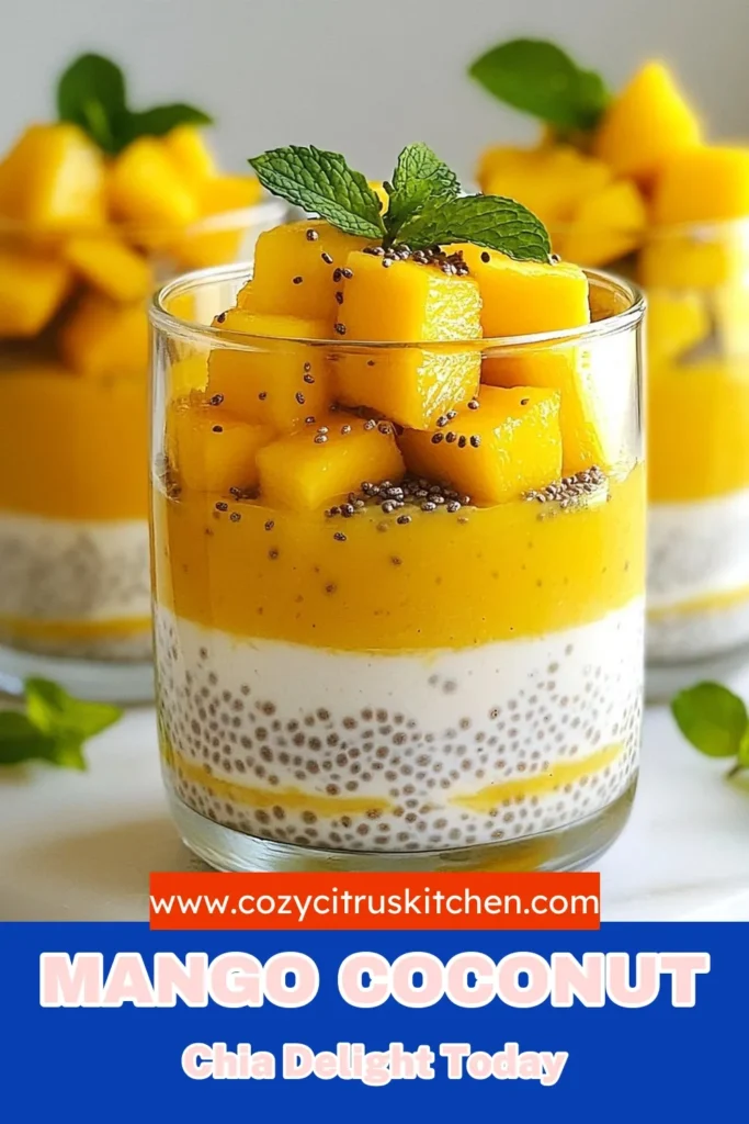 Discover the refreshing delight of Mango Coconut Chia Pudding! This healthy chia seed recipe is perfect for anyone seeking vegan pudding recipes and tropical dessert ideas. Made with creamy coconut milk and sweet mango, it’s a delicious treat that’s easy to prepare. Perfect for any occasion, this coconut milk dessert is not only nutritious but also visually stunning. Ready to indulge in this tropical delight? Try it today! #MangoCoconutChiaPudding #HealthyChiaSeedRecipes #VeganPuddingRecipes #CoconutMilkDesserts