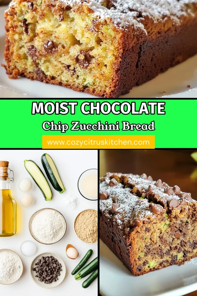 Indulge in the deliciousness of this moist chocolate chip zucchini bread! This easy zucchini bread recipe combines the goodness of grated zucchini with semi-sweet chocolate chips, creating a healthy chocolate chip bread that's perfect for any time. Enhance your loaf with nuts for an extra crunch. Bake this homemade zucchini bread with nuts today and treat your family to a delightful snack. Save this recipe for later! #ChocolateChipZucchiniBread #HealthyBaking #ZucchiniBreadRecipe #BakingInspiration